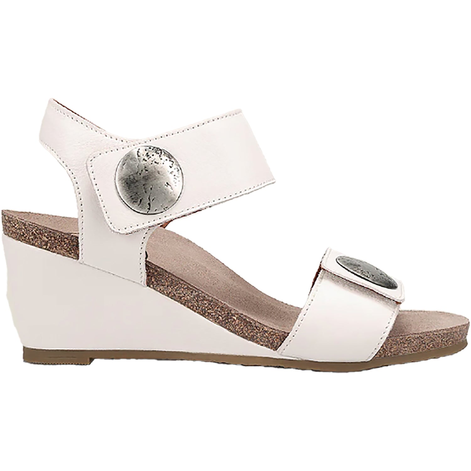 Womens Taos Taos Carousel 3 Women's Wedge Heel Sandals White Leather White Leather