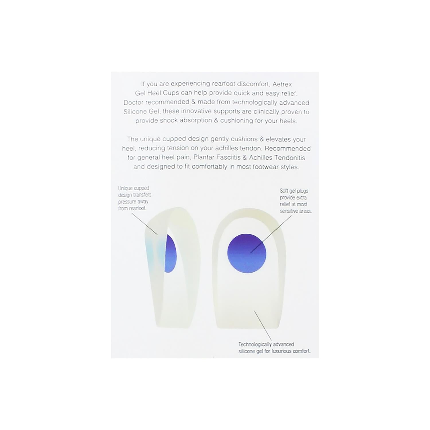 Unisex Lynco Aetrex Lynco Gel Heel Cups Unisex Insoles Arch Supports Orthotics Clear/Blue Clear/Blue