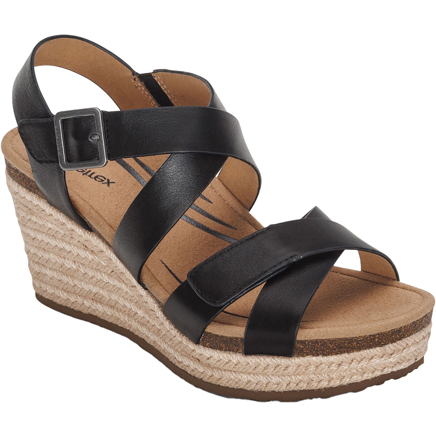 Womens Aetrex Aetrex Anna Women's Wedge Sandals Black Black