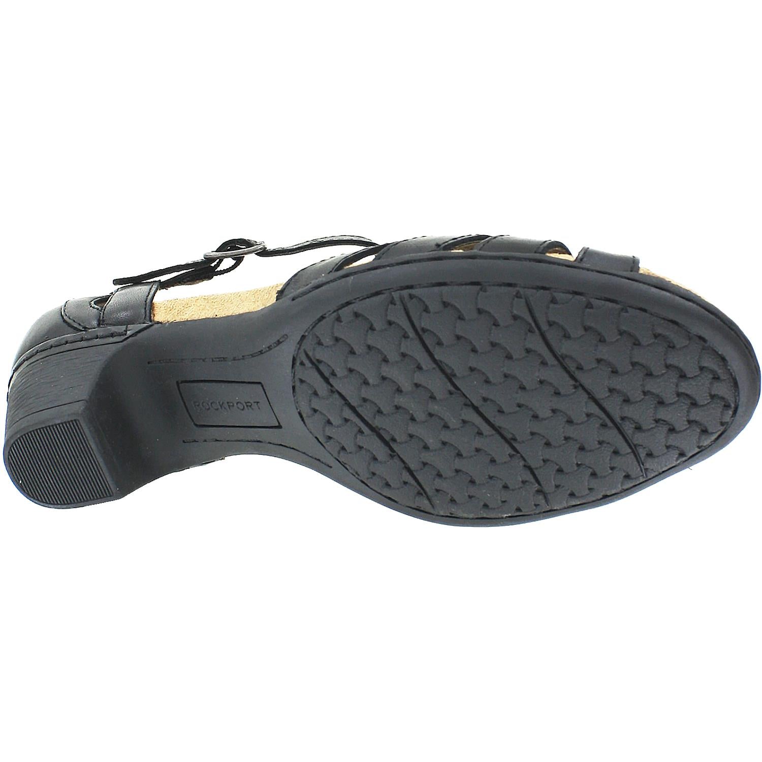 Womens Rockport Women's Rockport Cobb Hill Abbott Curvy T-Strap Black Leather Black Leather