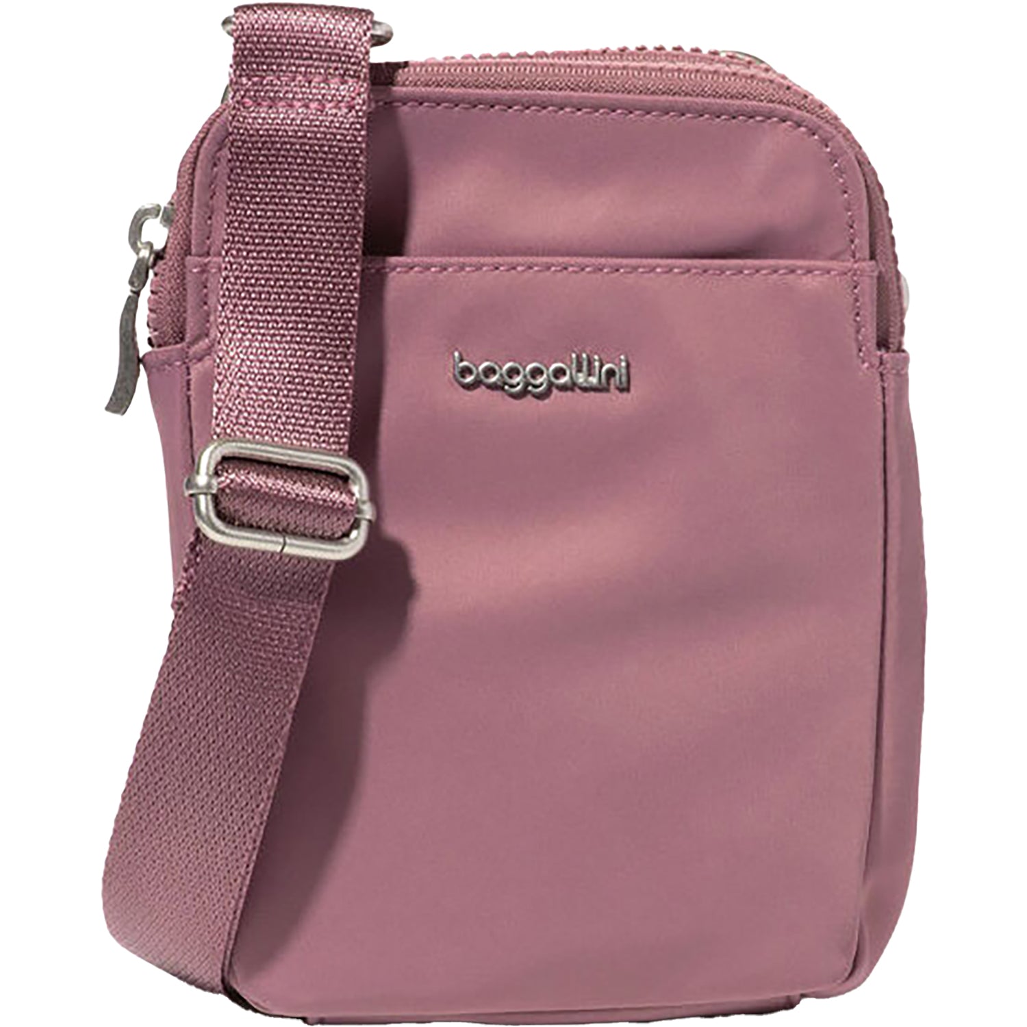 Womens Baggallini Baggallini Modern Take Two RFID Crossbody Mauve Twill Nylon Mauve Twill Nylon