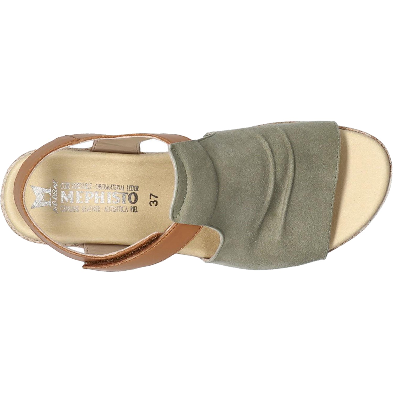 Womens Mephisto Mephisto Galiane Women's Wedge Sandals Light Khaki Leather/Suede Light Khaki Leather/Suede