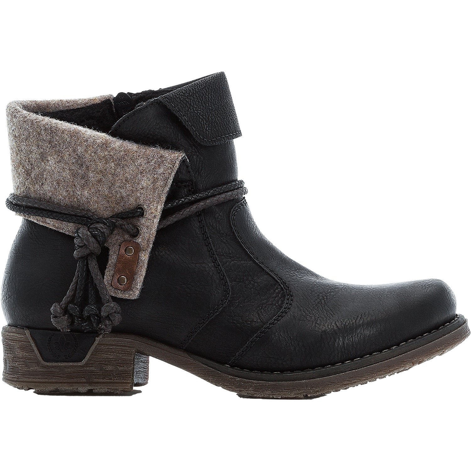 Womens Rieker Rieker 79693-00 Women's Boots Schwarz/Schwarz/Wood Synthetic Schwarz/Schwarz/Wood Synthetic