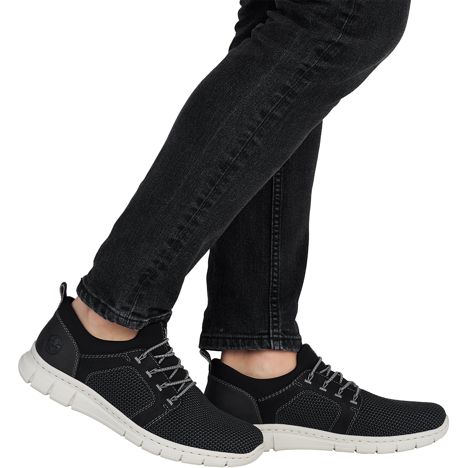 Mens Rieker Rieker B7796-02 Men's Lace Up Shoes Schwarz-Blei/Schwarz Mesh Schwarz-Blei/Schwarz Mesh