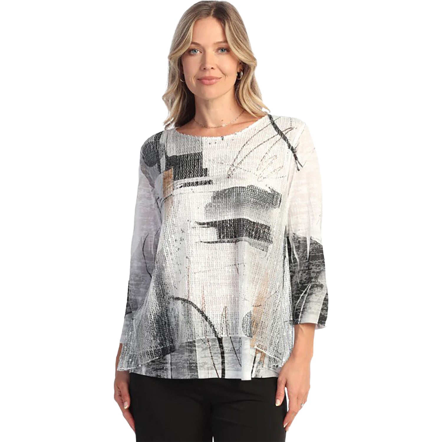 Womens Jess & jane Jess & Jane Layered Boucle Mesh Tunic Women's Long-Sleeve Top Tango Tango