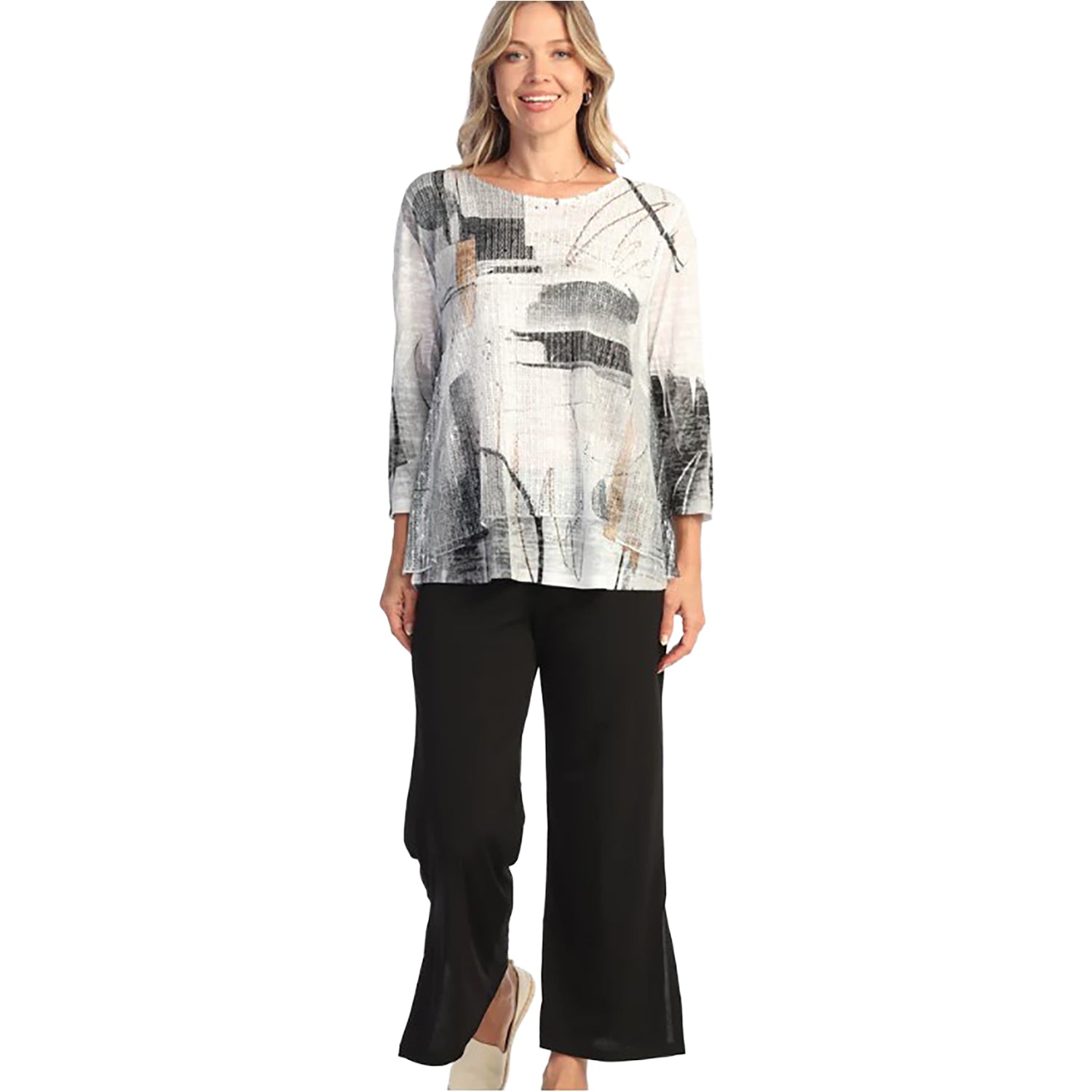 Womens Jess & jane Jess & Jane Layered Boucle Mesh Tunic Women's Long-Sleeve Top Tango Tango