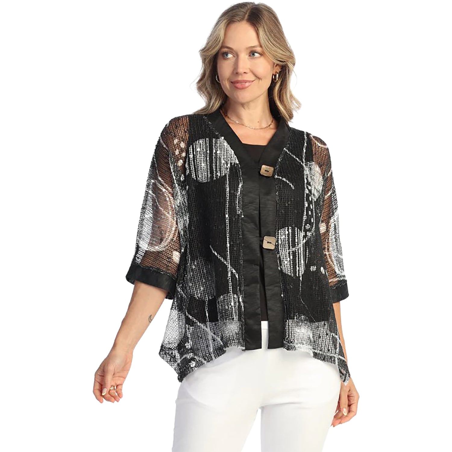 Womens Jess & jane Jess & Jane Boucle Mesh Cardigan Women's Outerwear Canvas Canvas