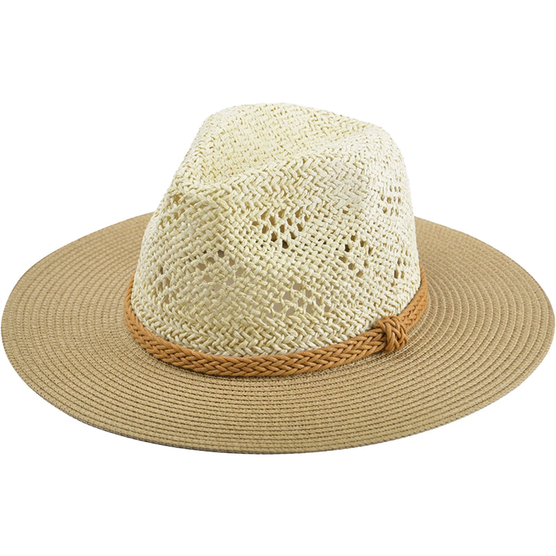 Women's Jen & Co. Blanche Two-Tone Straw Hat Beige/Natural Synthetic