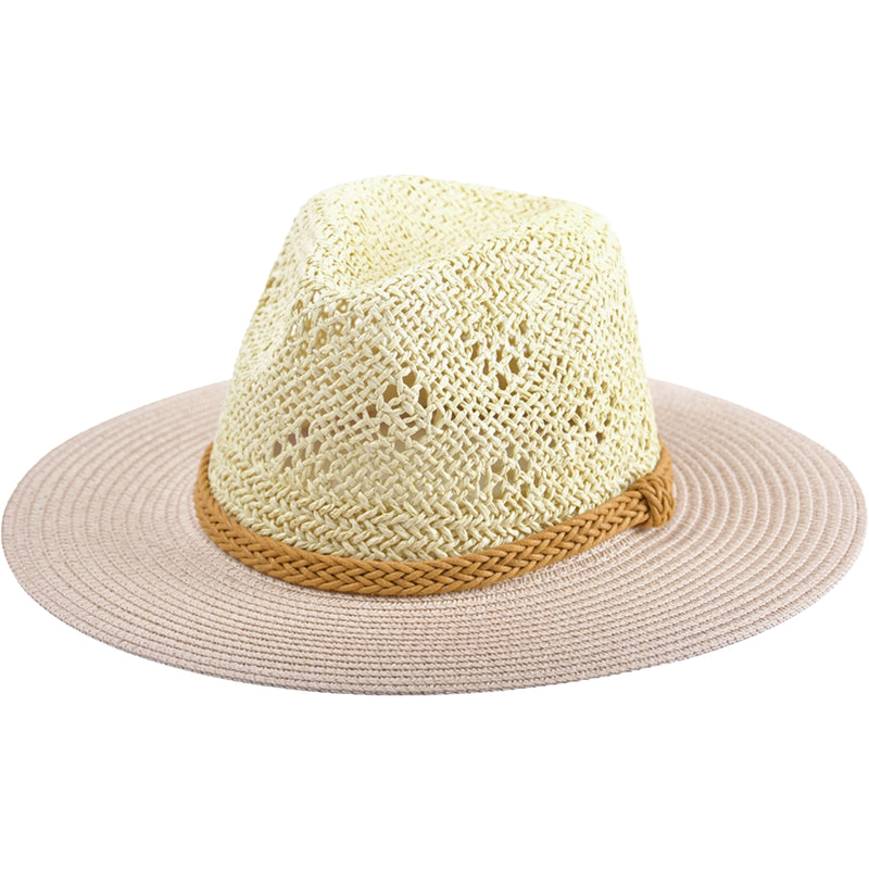 Women's Jen & Co. Blanche Two-Tone Straw Hat Beige/Blush Synthetic
