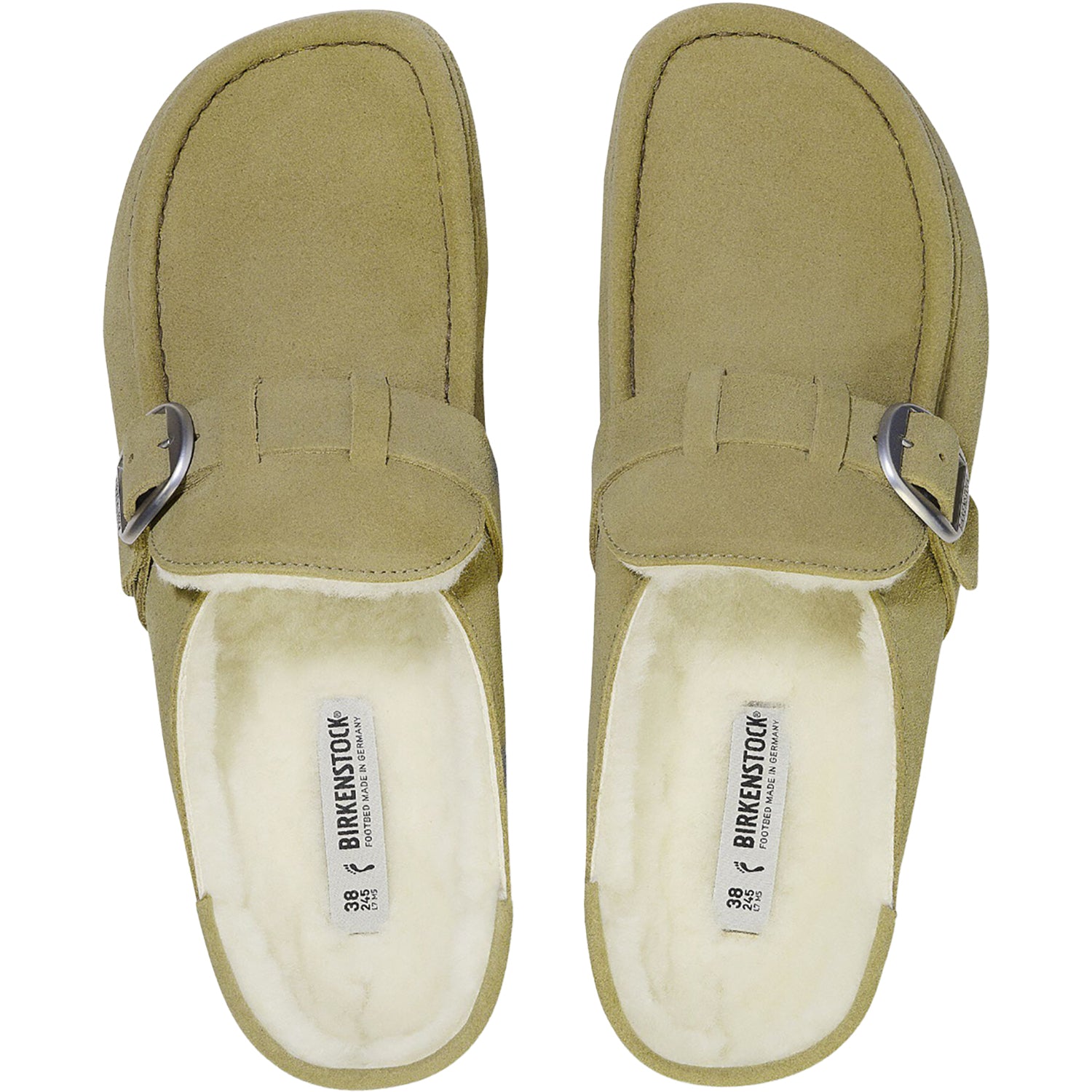 Women's Birkenstock Buckley Shearling Taupe Suede – Footwear