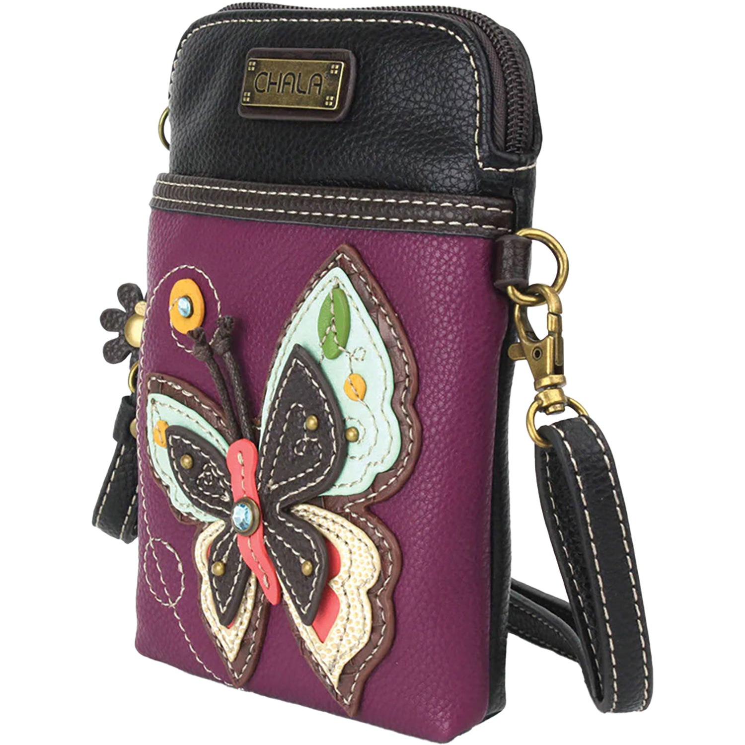 Chala Chala Butterfly Cellphone Crossbody Handbag Purple Purple