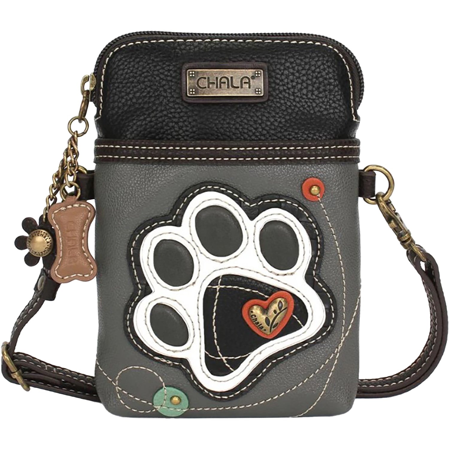 Womens Chala Chala Paw Cellphone Crossbody Purses & Handbags Grey Grey