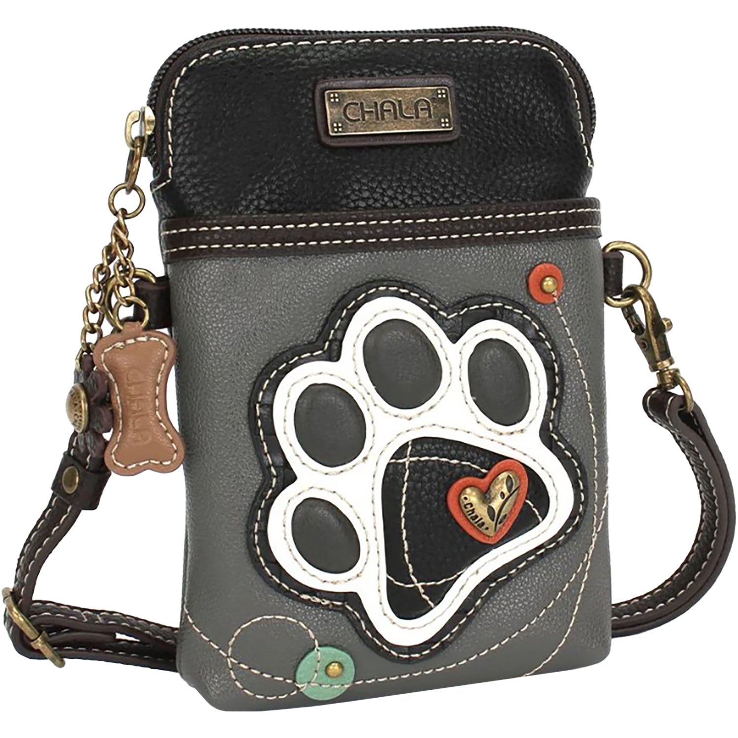 Womens Chala Chala Paw Cellphone Crossbody Purses & Handbags Grey Grey