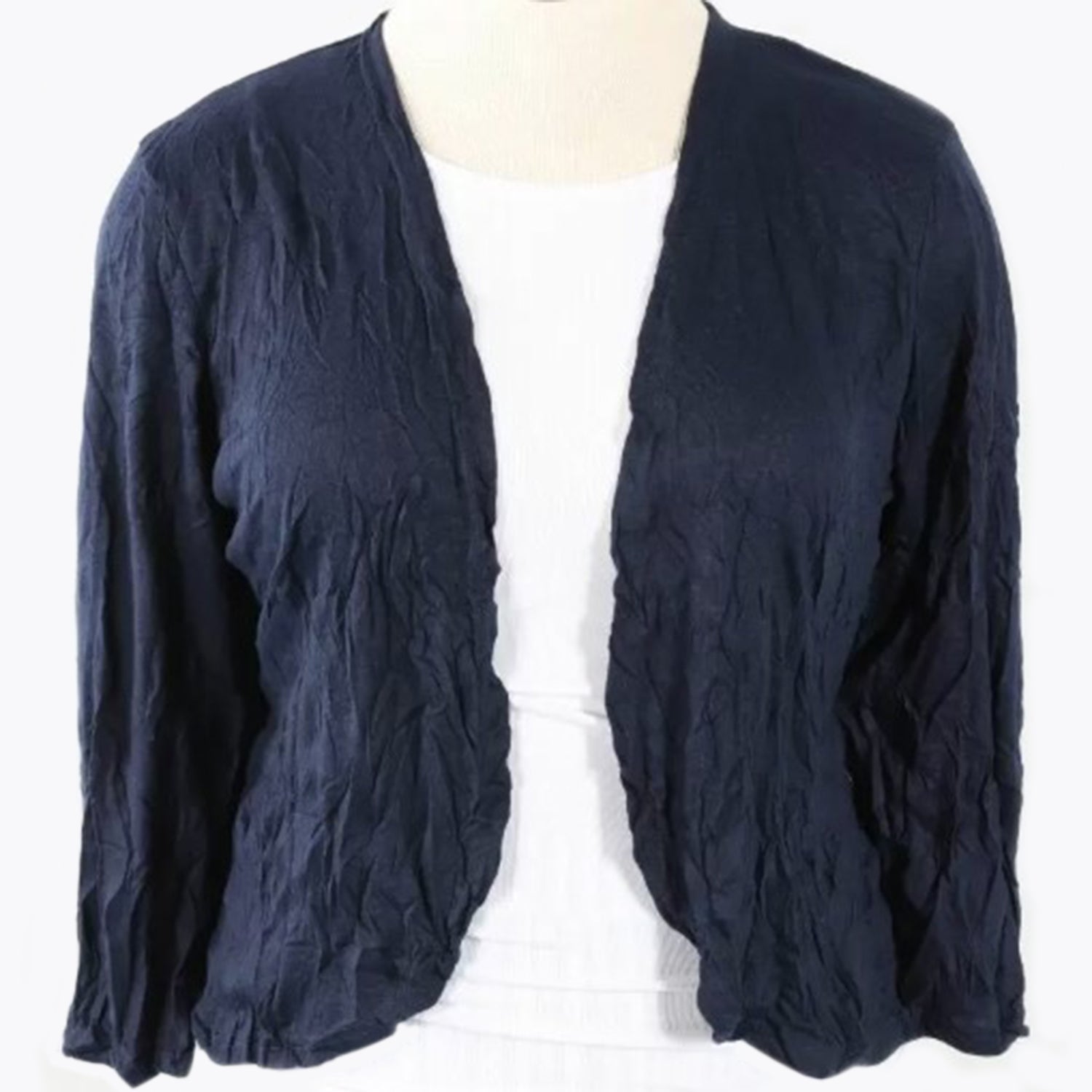 Womens Shana apparel Women's Shana Apparel Crinkle Basic Cardigan Navy Navy