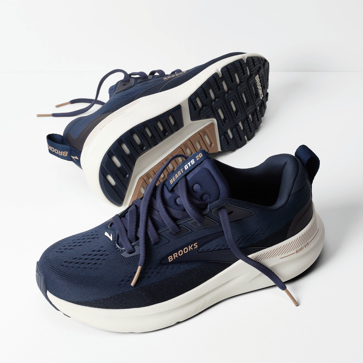 Mens Brooks Brooks Beast GTS 26 (Stability Support) Men's Athletic Shoes Peacoat/Indigo/Portabella Peacoat/Indigo/Portabella