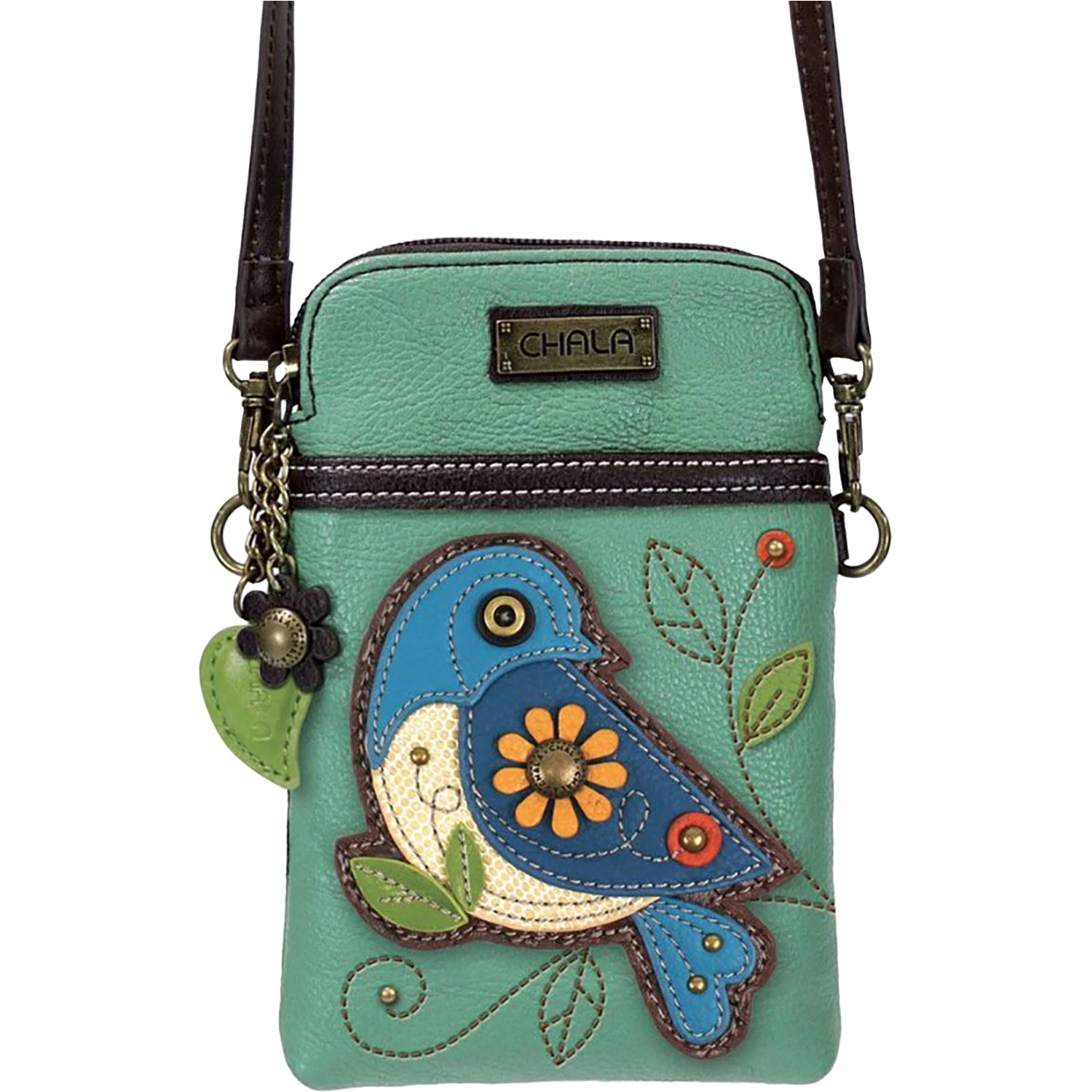 Chala Chala Bird Cell Phone Crossbody Handbag Teal Teal