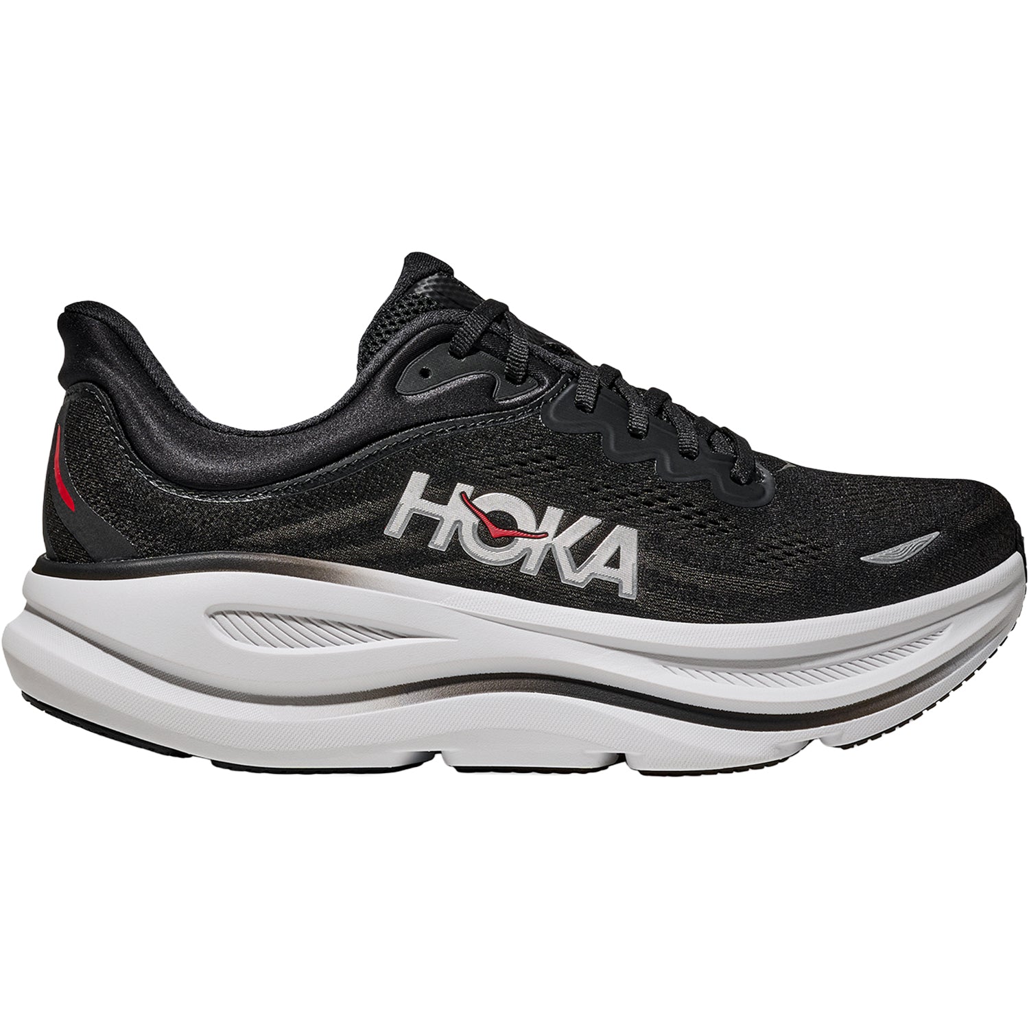 Mens Hoka one one Men's Hoka Bondi 9 Black/Vermillion (Neutral Support) Black/Vermillion