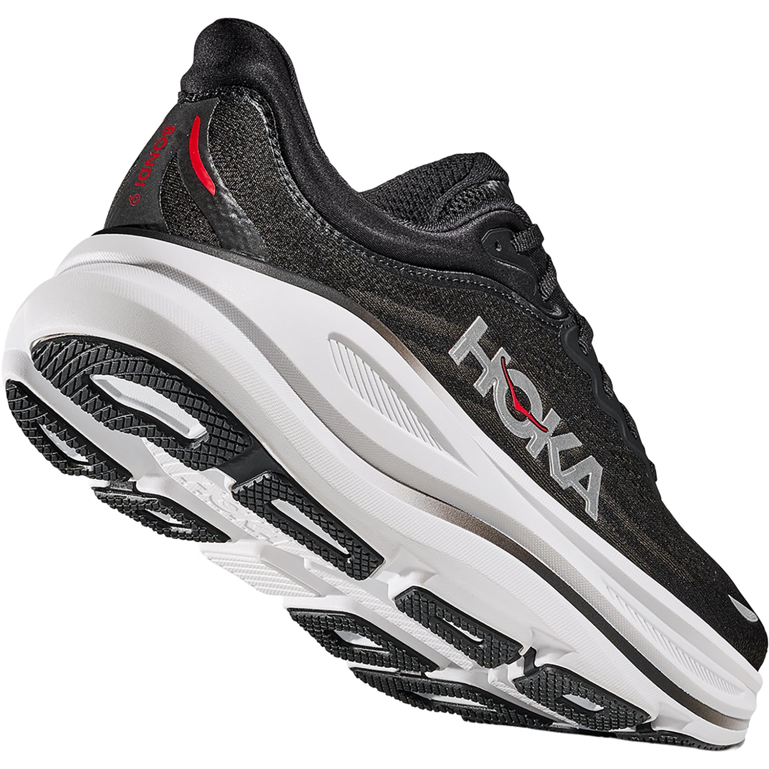 Mens Hoka one one Men's Hoka Bondi 9 Black/Vermillion (Neutral Support) Black/Vermillion