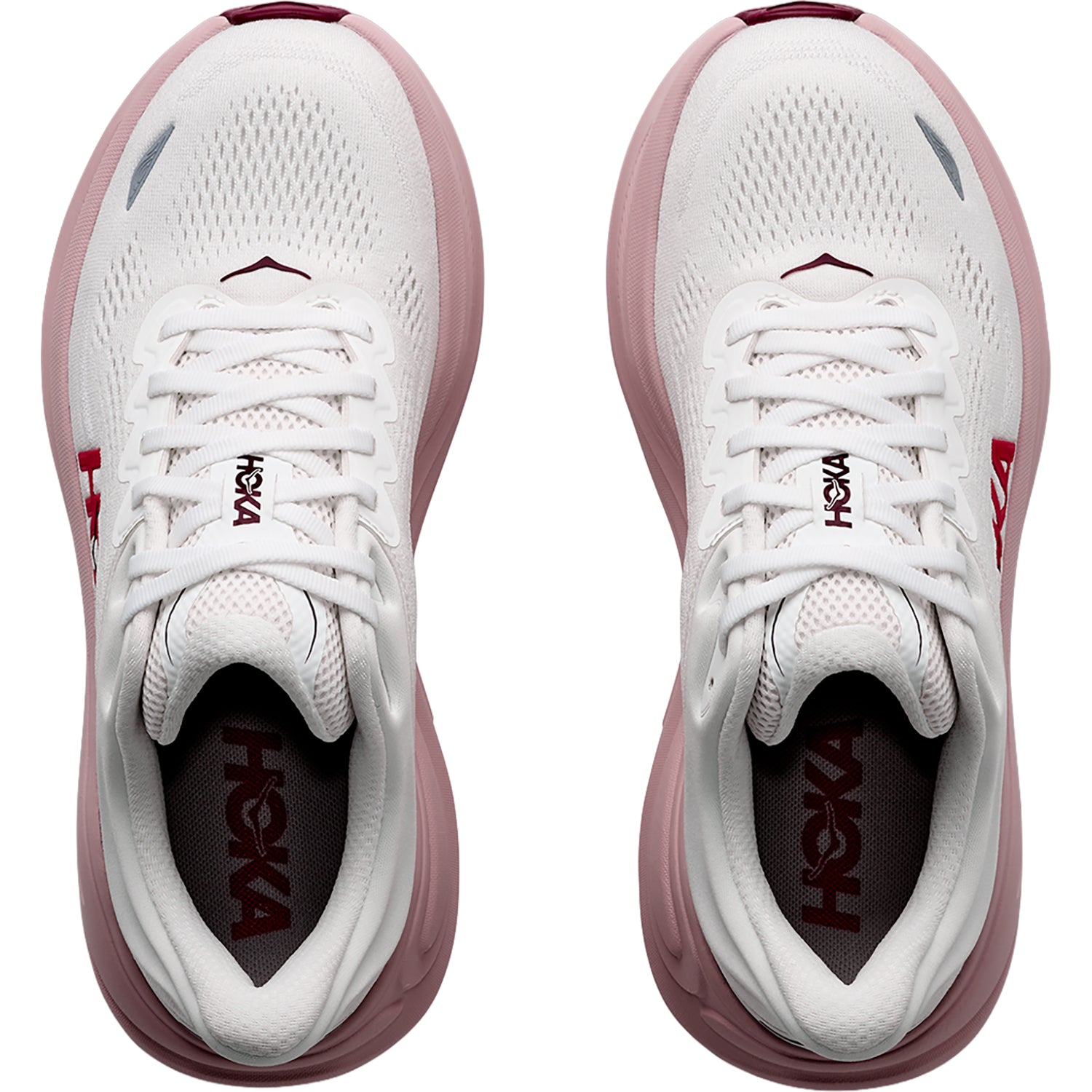 Womens Hoka one one Hoka Bondi 9 Women's Athletic Shoes White/Pink Opal (Neutral Support) White/Pink Opal