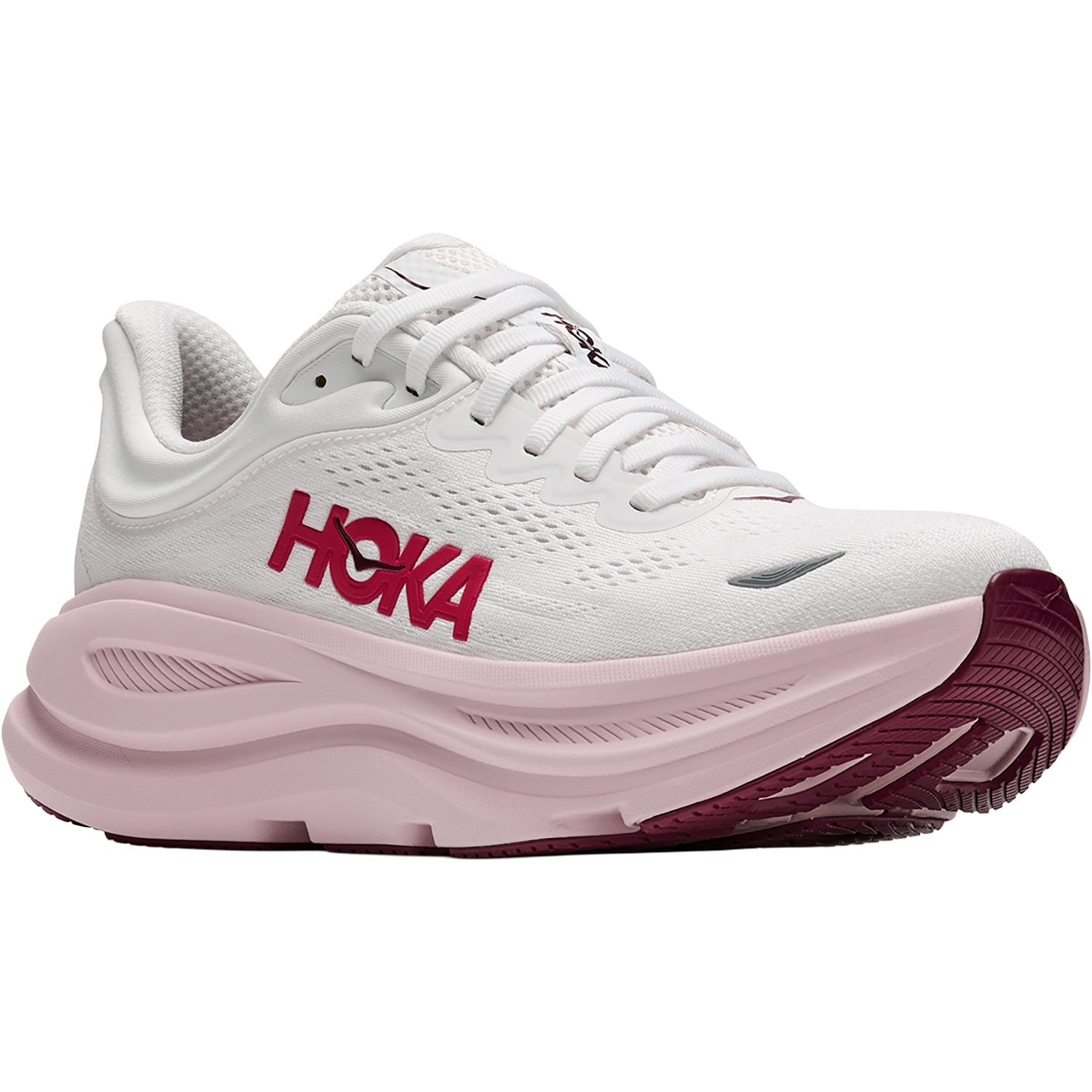 Womens Hoka one one Hoka Bondi 9 Women's Athletic Shoes White/Pink Opal (Neutral Support) White/Pink Opal