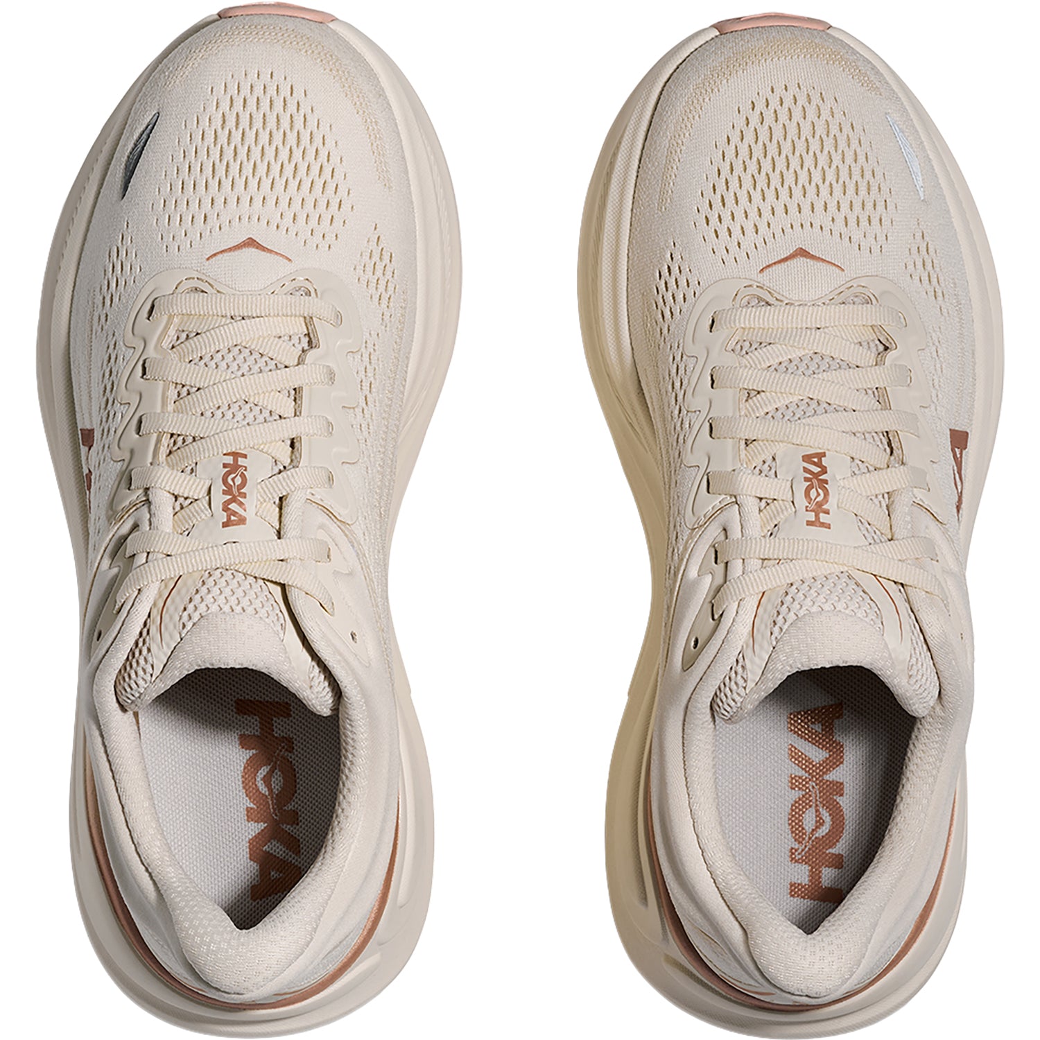 Womens Hoka one one Women's Hoka Bondi 9 Oat Milk/Rose Gold (Neutral Support) Oat Milk/Rose Gold