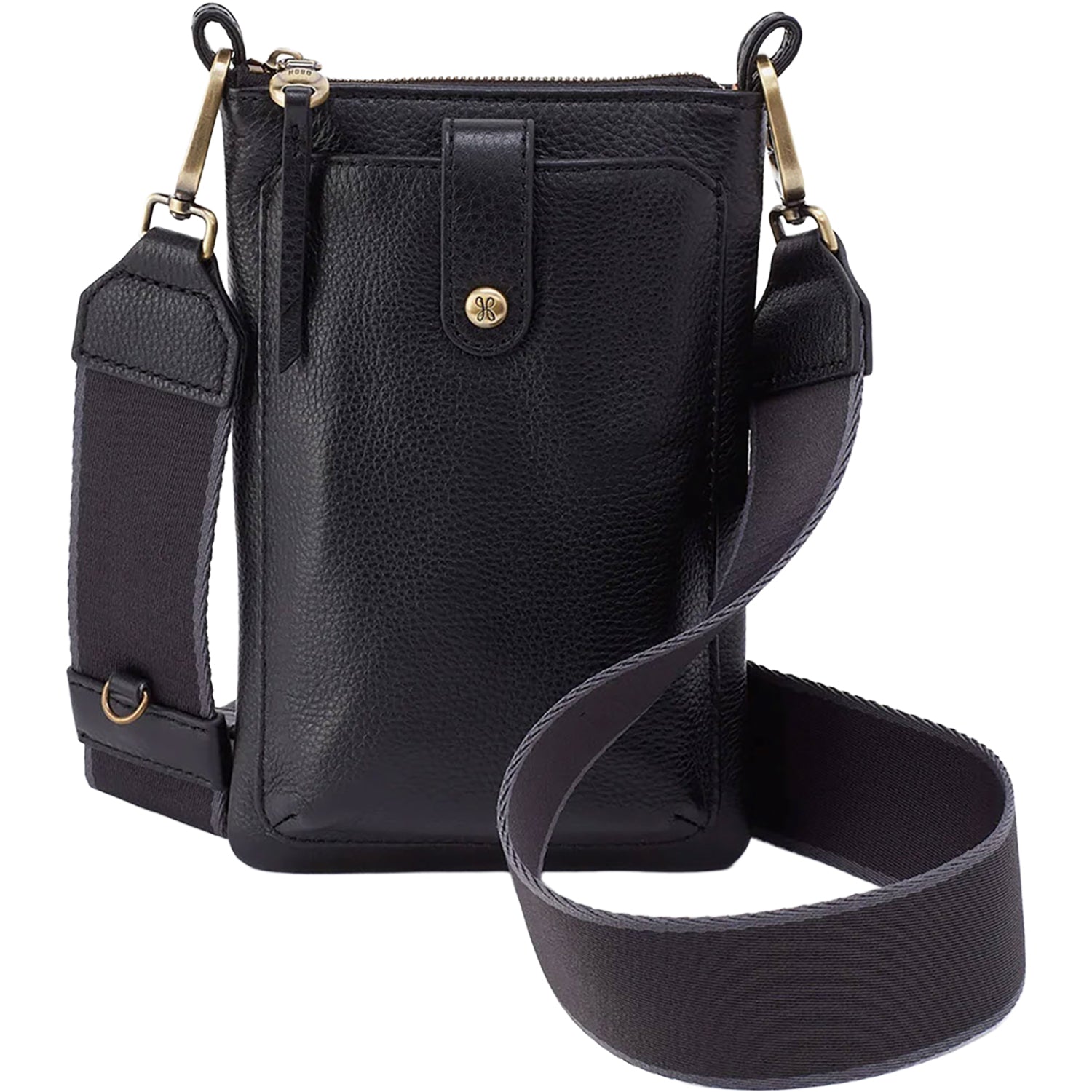 Womens Hobo Hobo International Cass Phone Crossbody Handbag Black Pebbled Leather Black Pebbled Leather