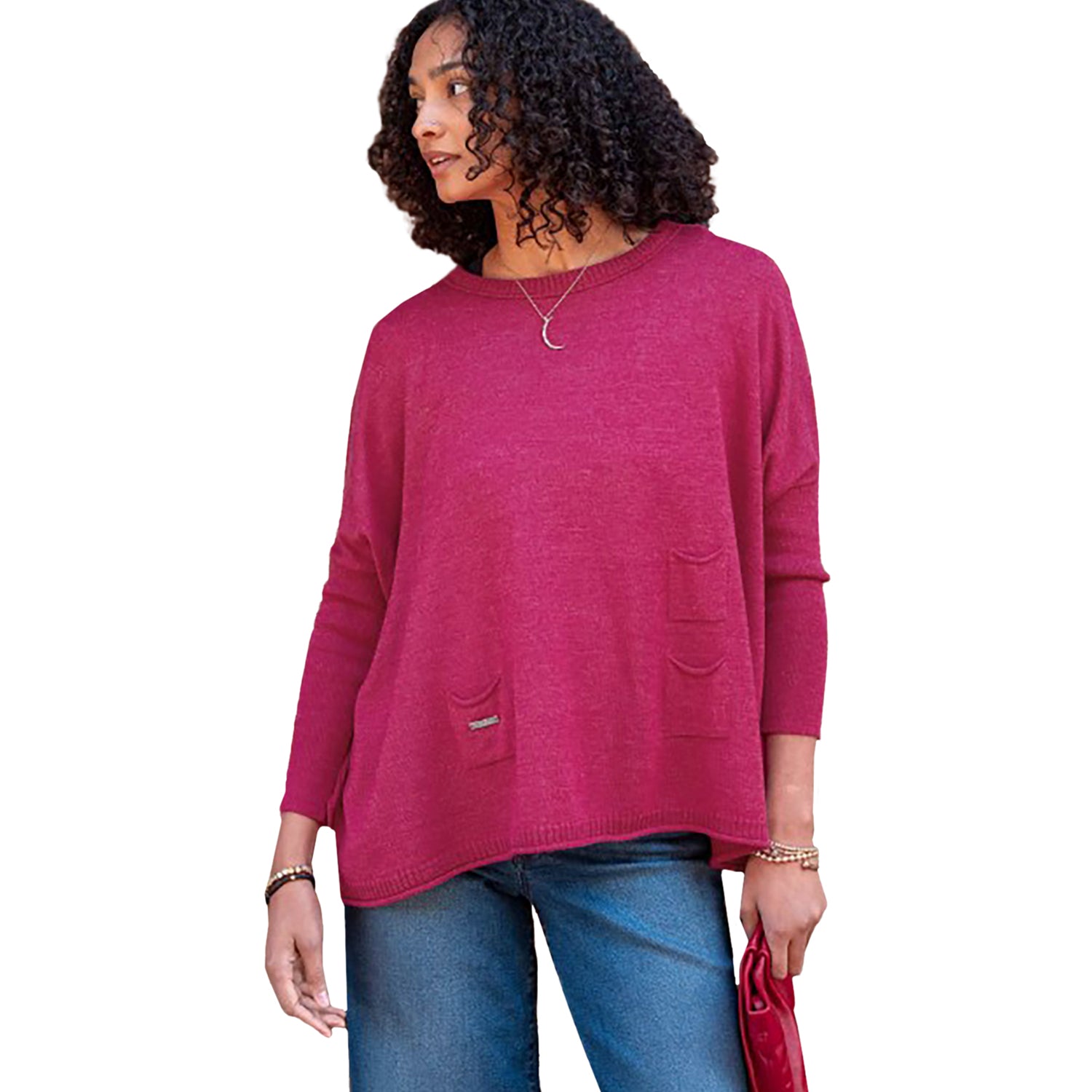 Womens Mersea Mersea Catalina Crewneck Sweater Women's Long Sleeve Top Dragonfruit Dragonfruit