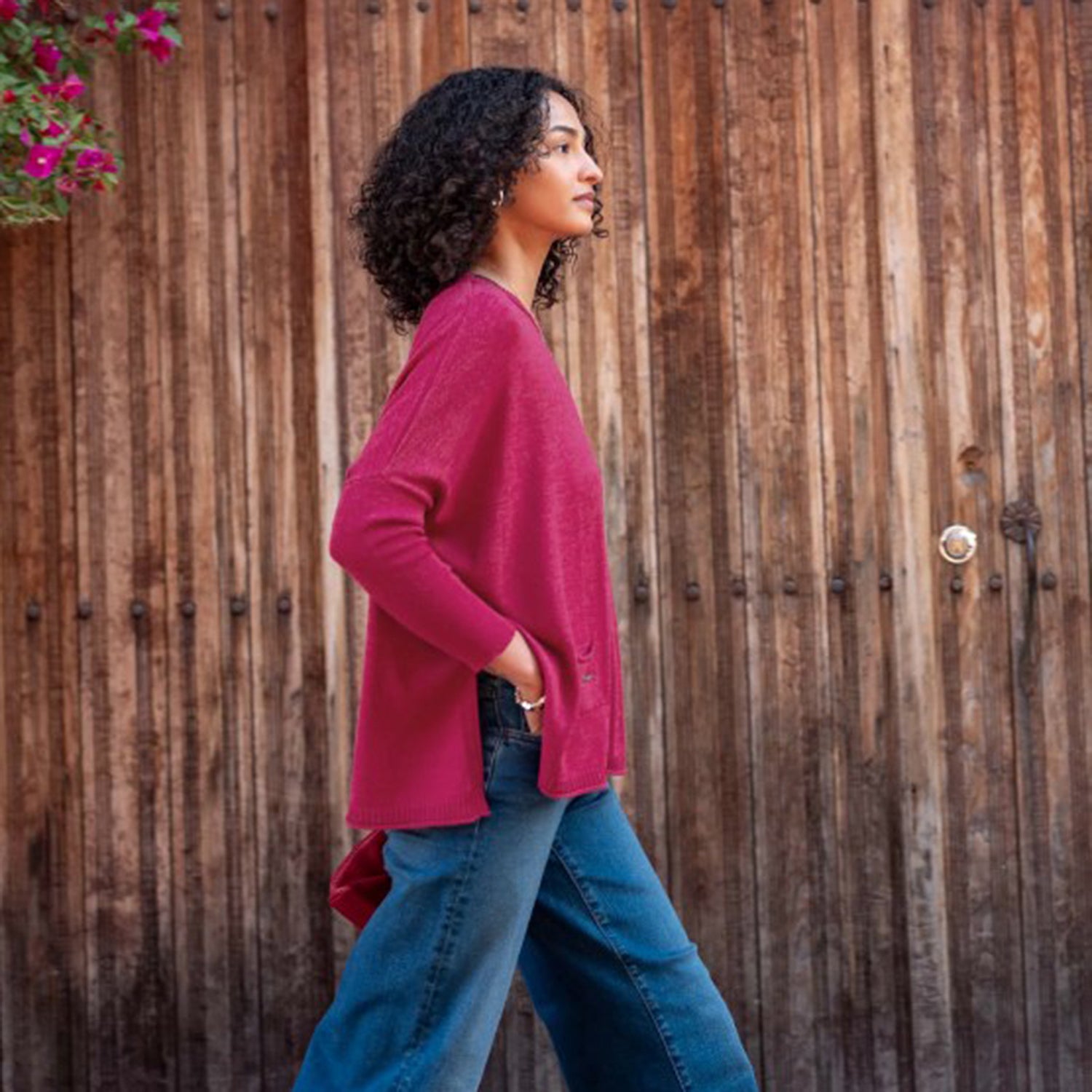Womens Mersea Mersea Catalina Crewneck Sweater Women's Long Sleeve Top Dragonfruit Dragonfruit
