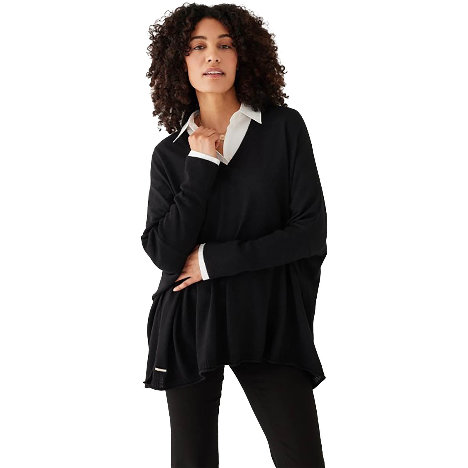 Womens Mersea Mersea Catalina V-Neck Sweater Women's Long Sleeve Top Black Black