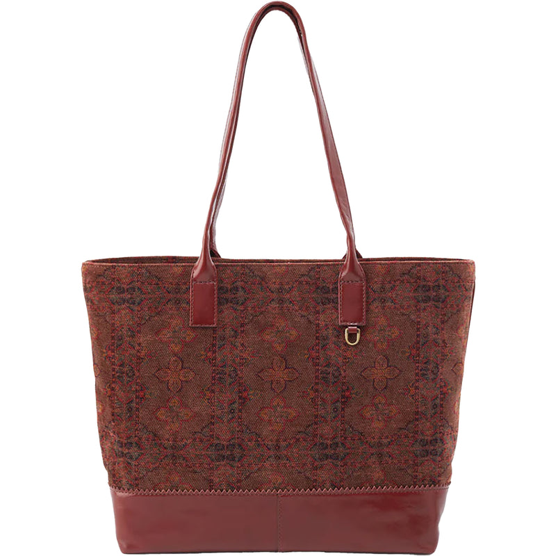 Women's Hobo Shopper Tote Arabesque Tapestry Fabric With Leather Trim