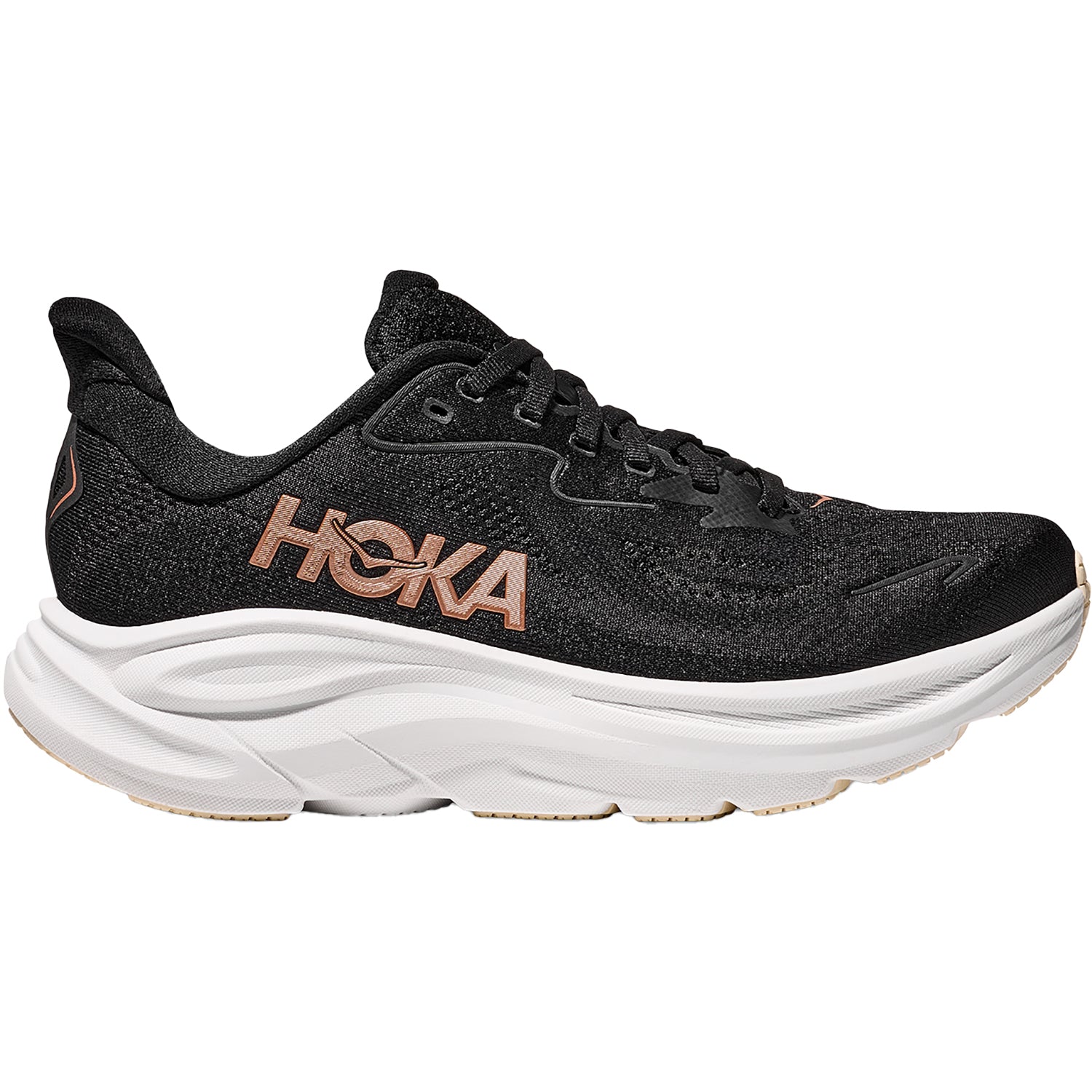 Womens Hoka one one Women's Hoka Clifton 10 Black/Rose Gold (Neutral Support) Black/Rose Gold