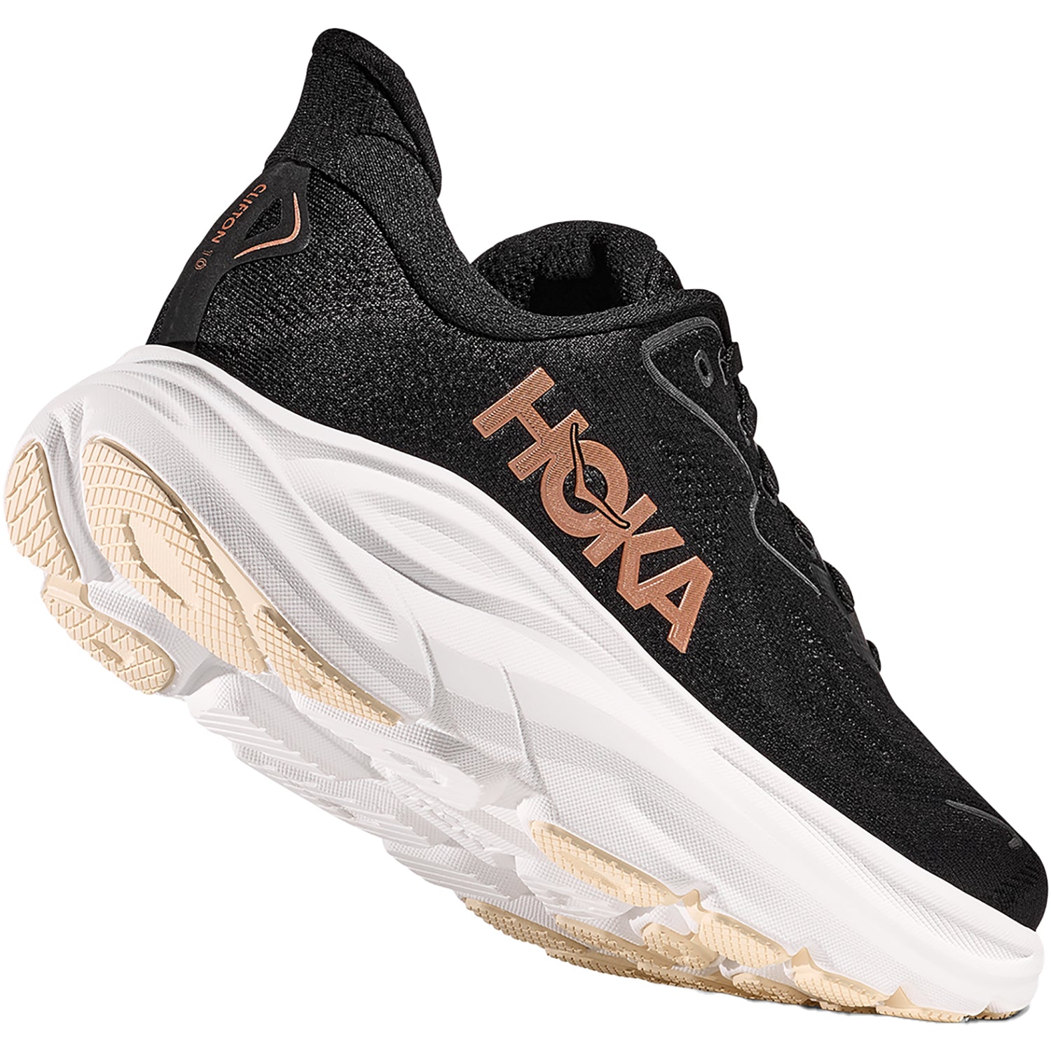 Womens Hoka one one Women's Hoka Clifton 10 Black/Rose Gold (Neutral Support) Black/Rose Gold