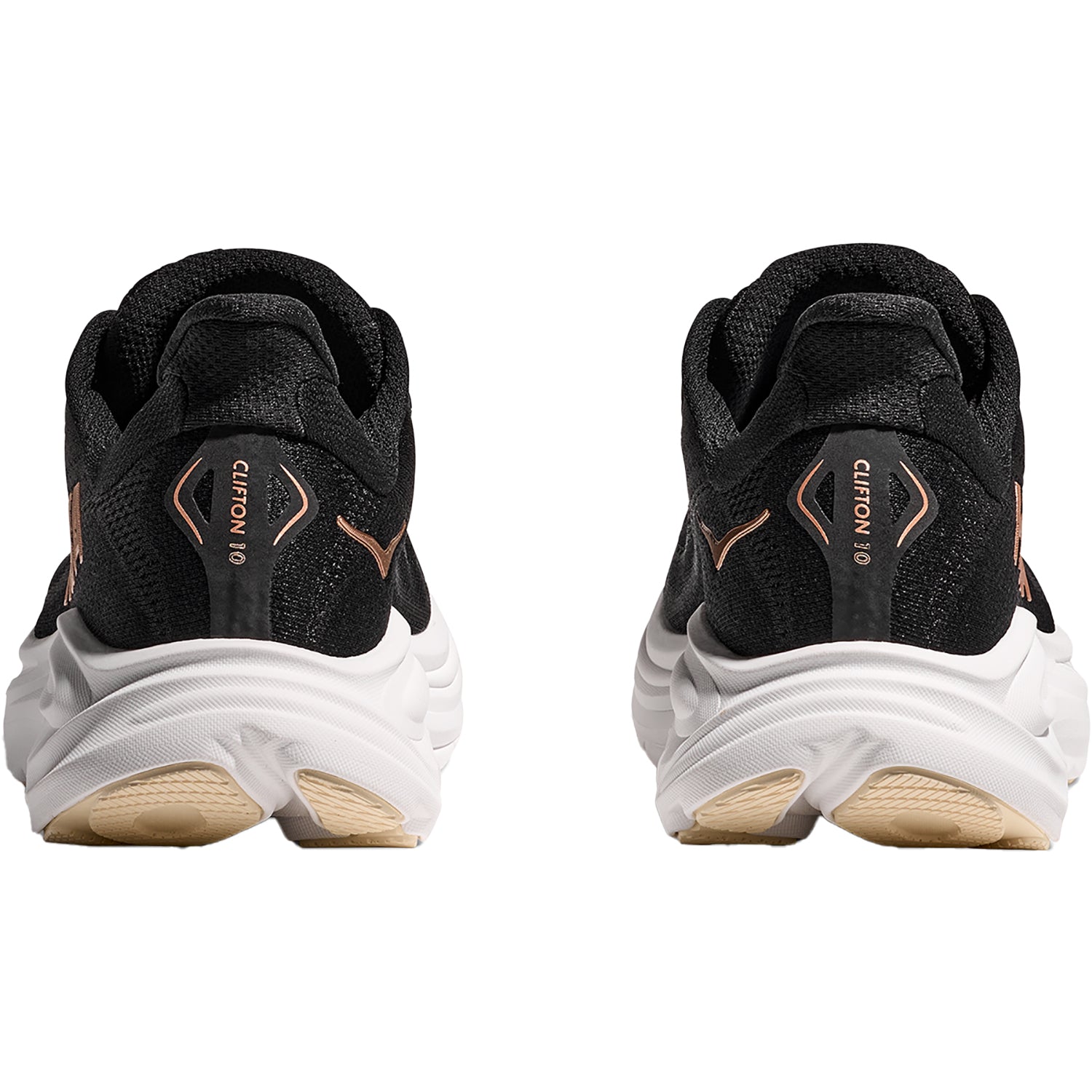 Womens Hoka one one Women's Hoka Clifton 10 Black/Rose Gold (Neutral Support) Black/Rose Gold