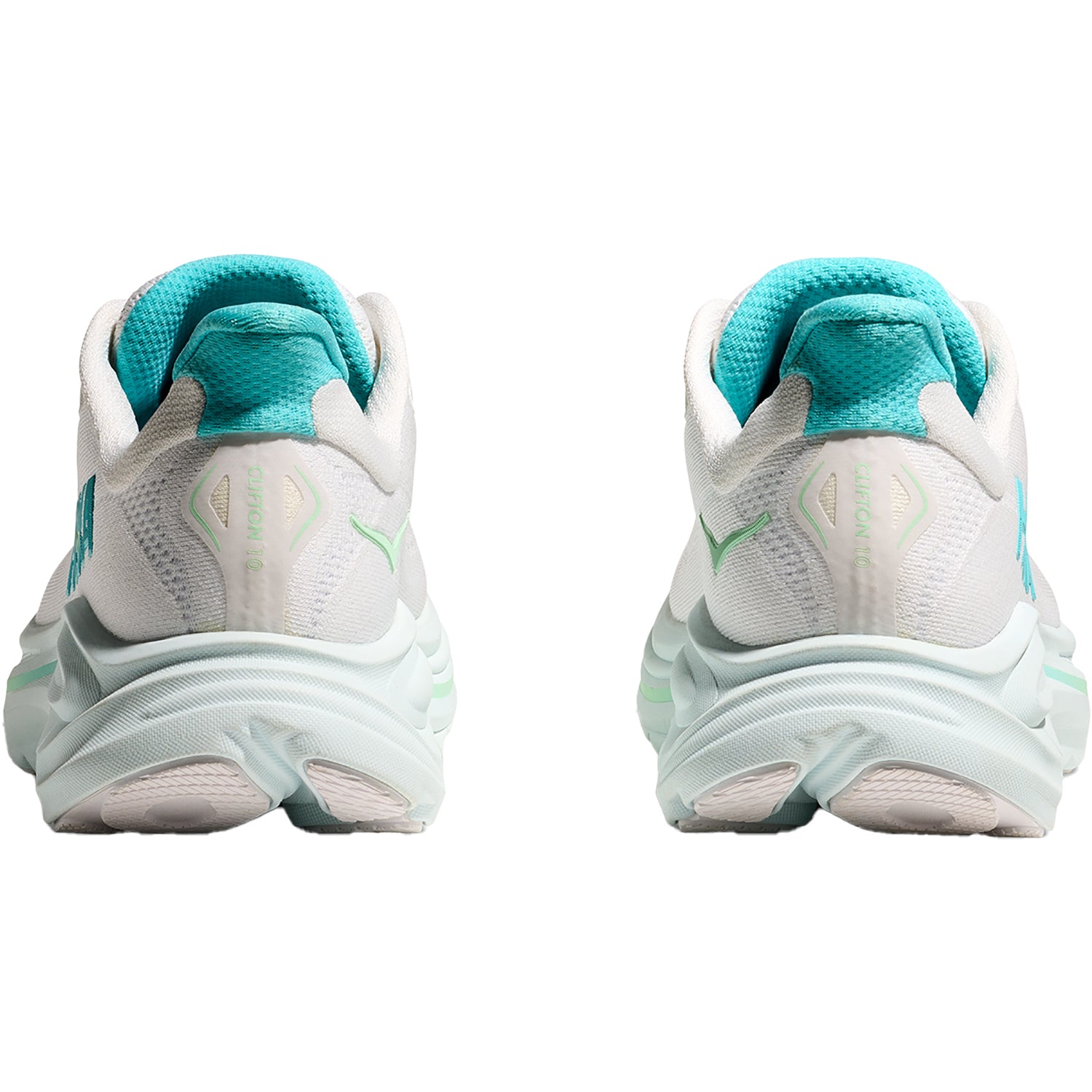 Womens Hoka one one Women's Hoka Clifton 10 White/Cielo Blue Mesh (Neutral Support) White/Cielo Blue