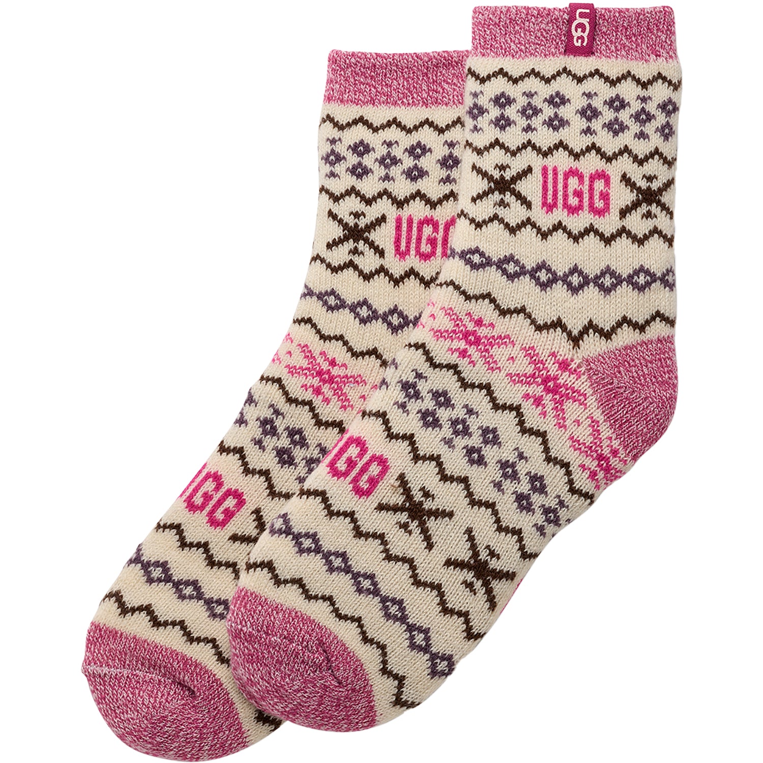 Womens Ugg Women's UGG Cressida Cozy Quarter Sock Cream Multi UGGisle Cream Multi UGGisle