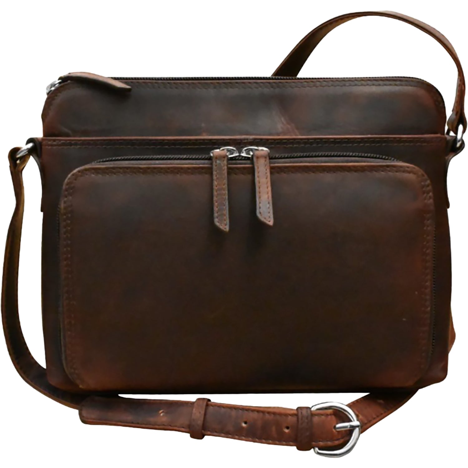 Womens Ili new york ili New York Crossbody Organizer Chocolate Distressed Leather Chocolate Distressed Leather