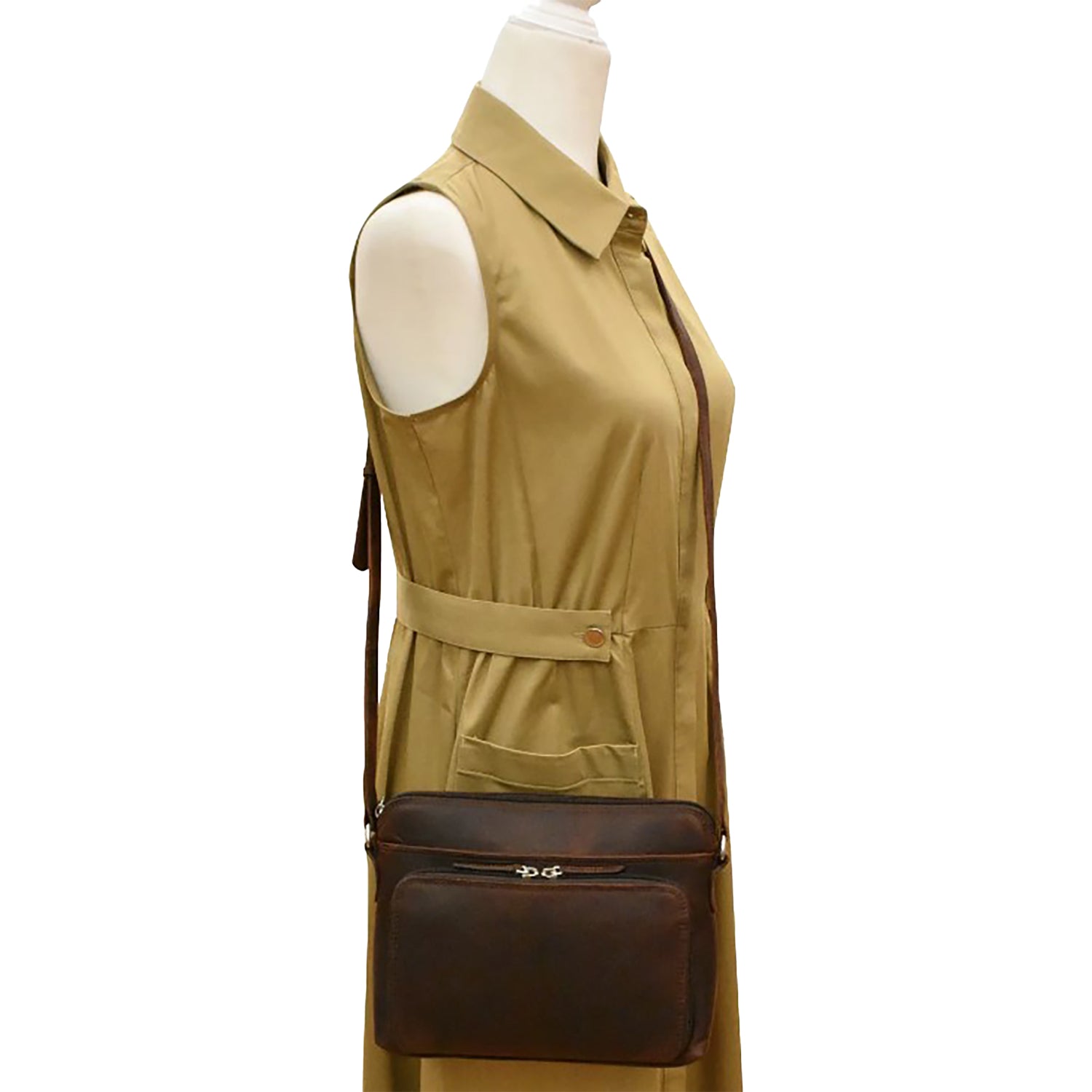 Womens Ili new york ili New York Crossbody Organizer Chocolate Distressed Leather Chocolate Distressed Leather