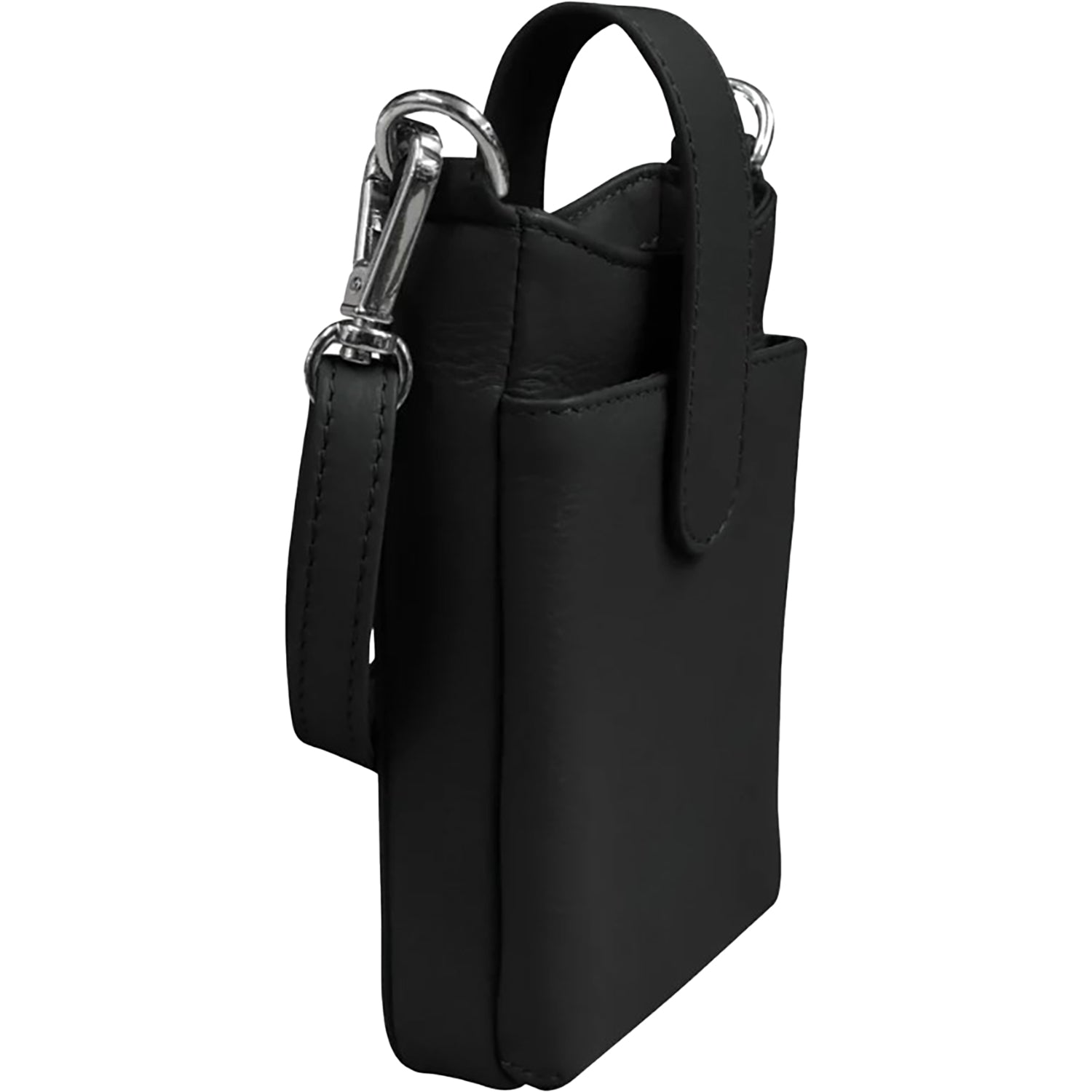 Womens Ili new york ili New York Crossbody Phone Pouch Black Leather Black Leather