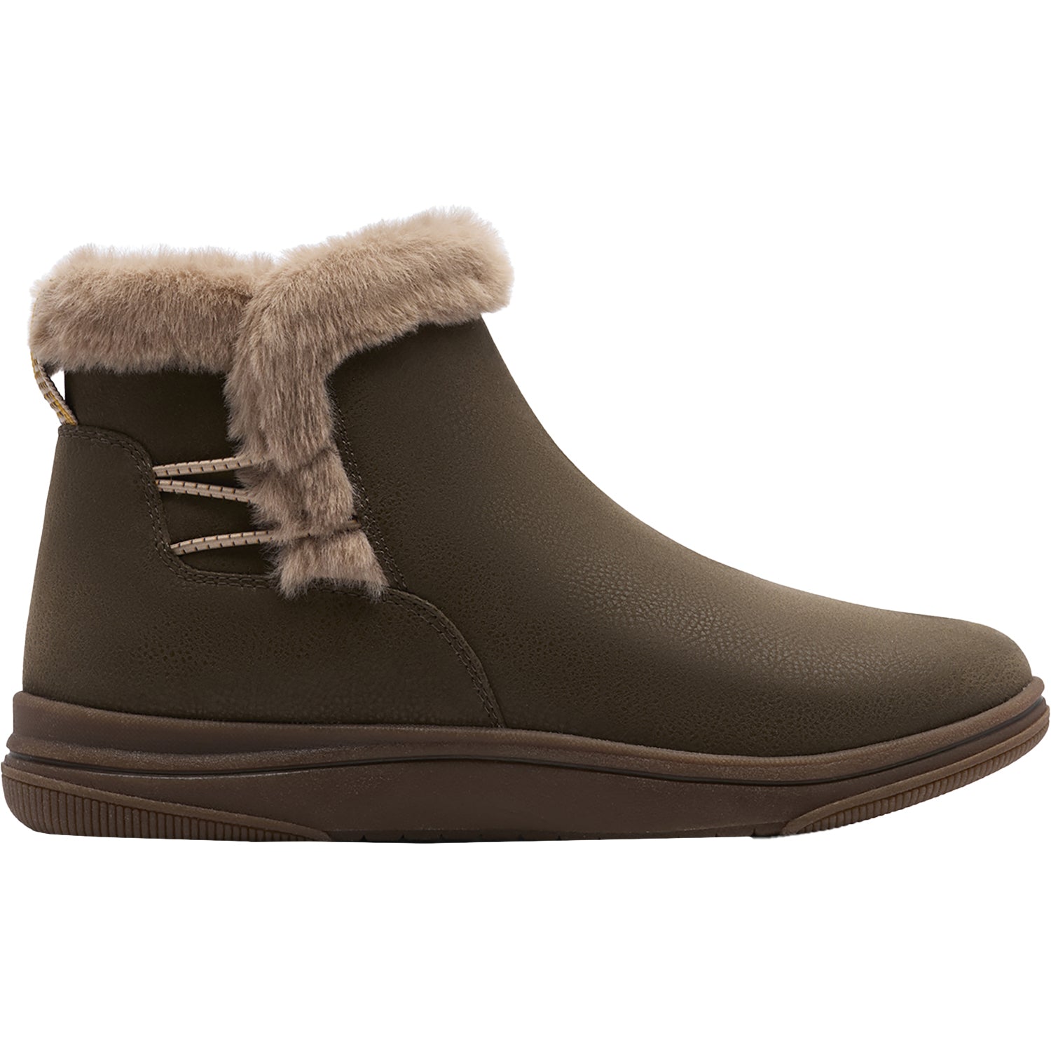 Womens Clarks Clarks Cloudsteppers Breeze Fur Women's Boots Dark Olive Combi Dark Olive Combi