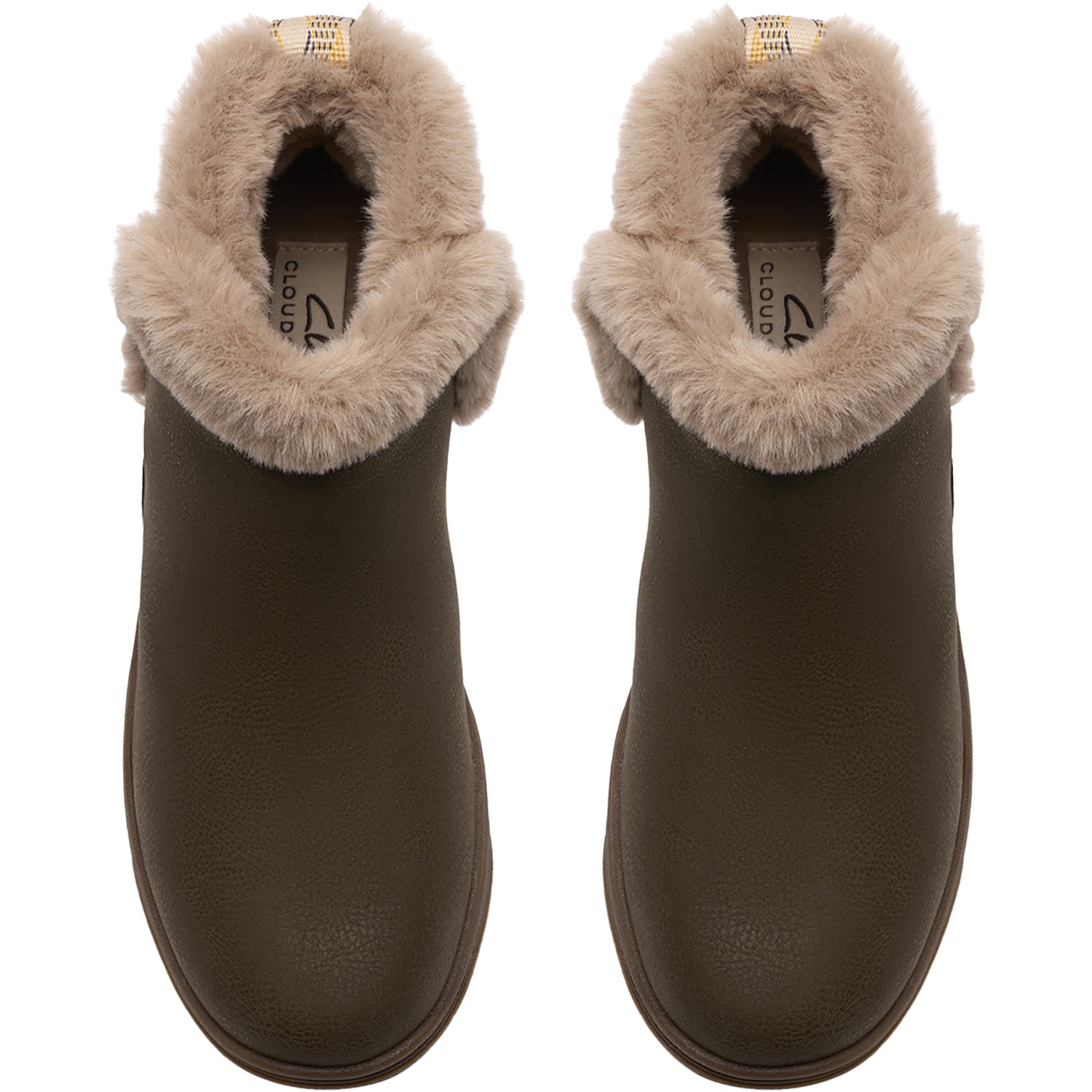 Womens Clarks Clarks Cloudsteppers Breeze Fur Women's Boots Dark Olive Combi Dark Olive Combi