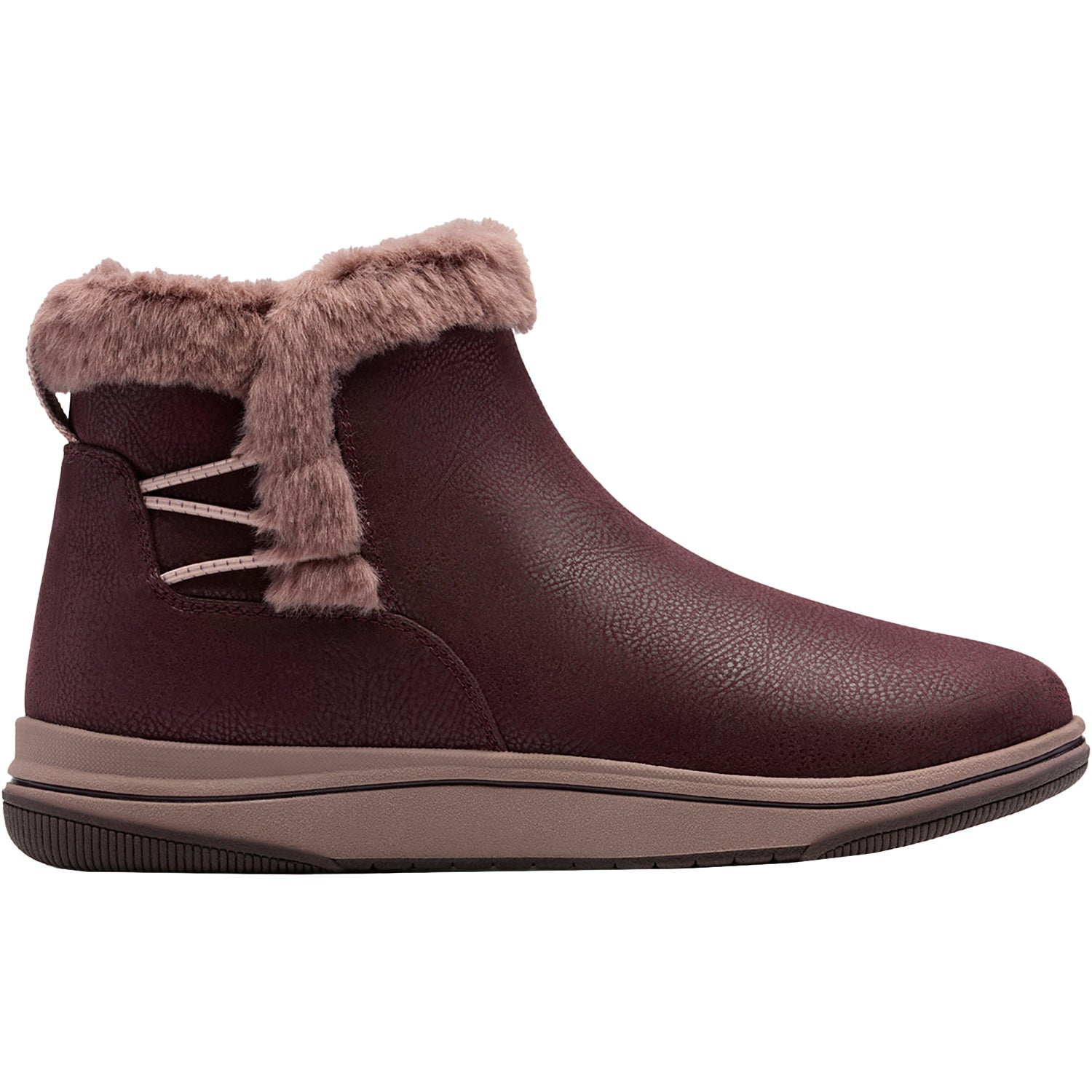 Womens Clarks Women's Clarks Cloudsteppers Breeze Fur Merlot Merlot