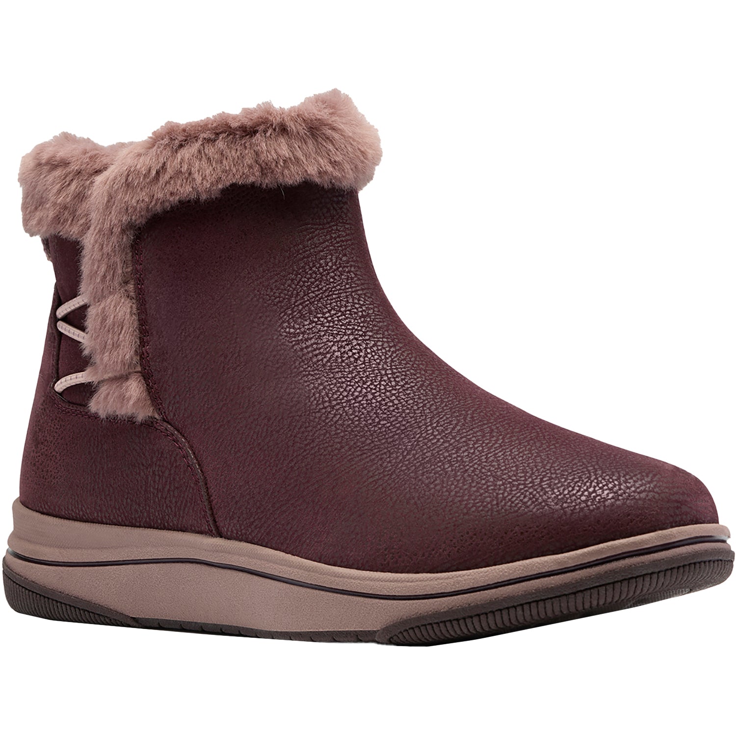 Womens Clarks Women's Clarks Cloudsteppers Breeze Fur Merlot Merlot