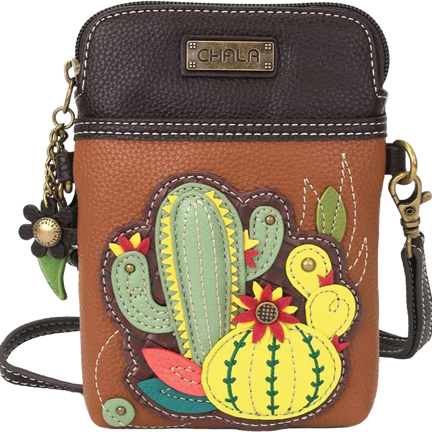 Chala Chala Cactus Cellphone Crossbody Handbag Brown Brown