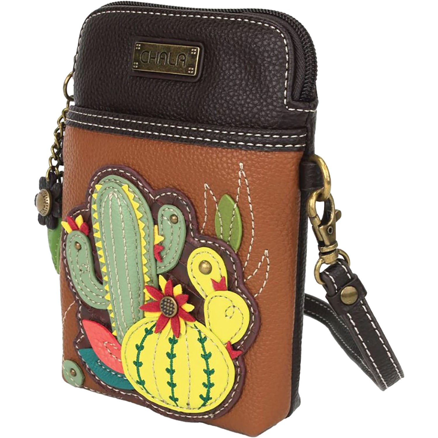 Chala Chala Cactus Cellphone Crossbody Handbag Brown Brown