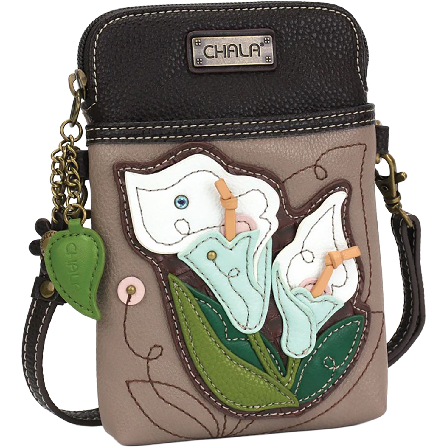 Womens Chala Chala Calla Lily Cellphone Crossbody Handbag Warm Gray Warm Gray
