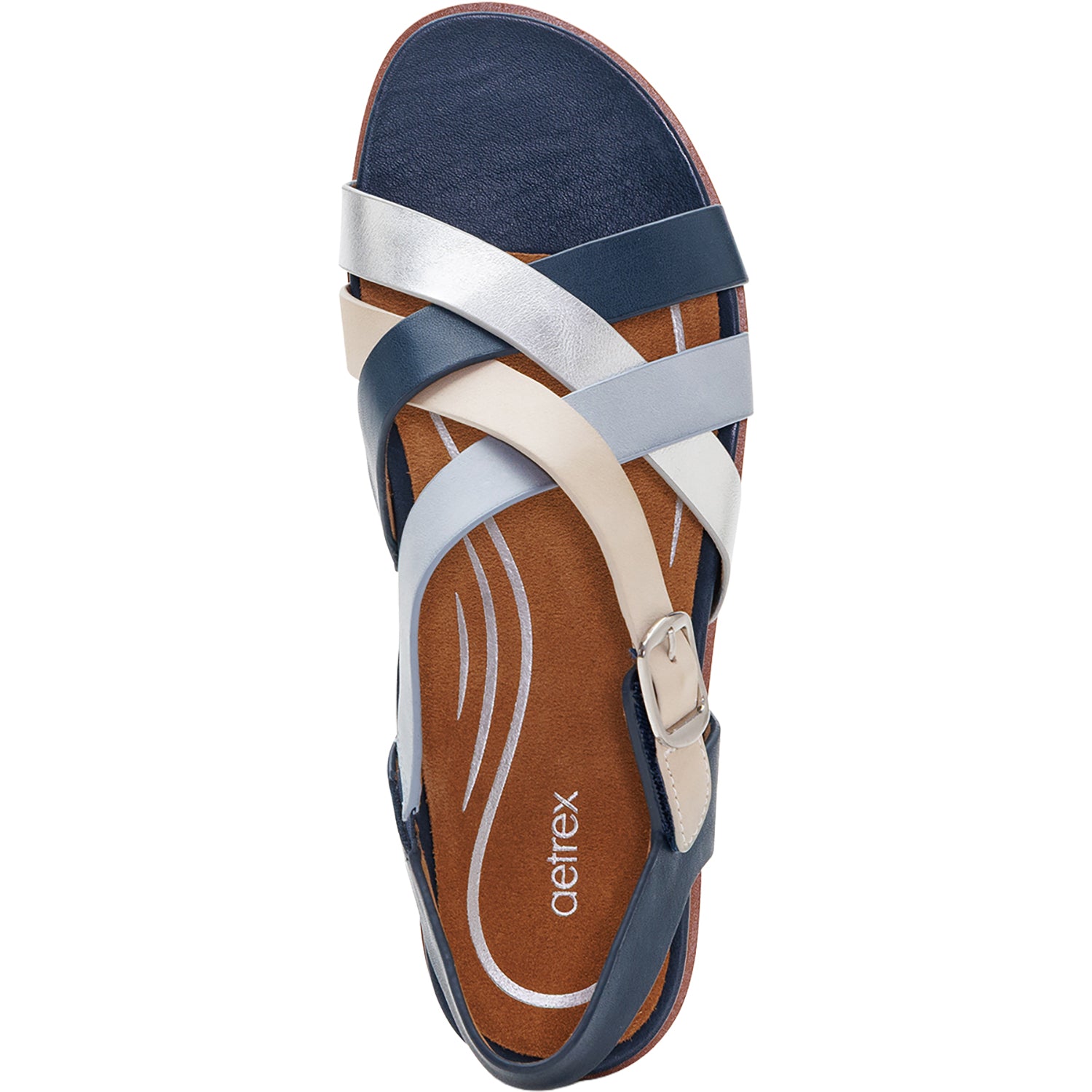 Womens Aetrex Aetrex Carmen Women's Sandals Navy Multi Navy Multi