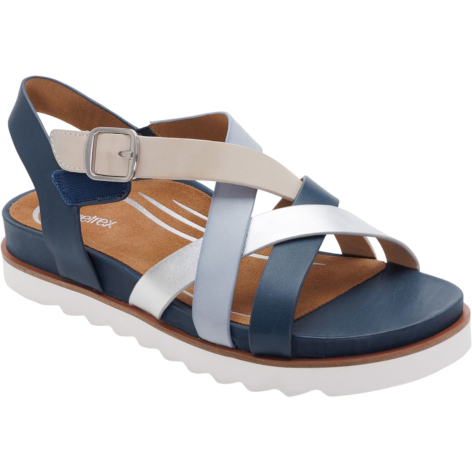 Womens Aetrex Aetrex Carmen Women's Sandals Navy Multi Navy Multi