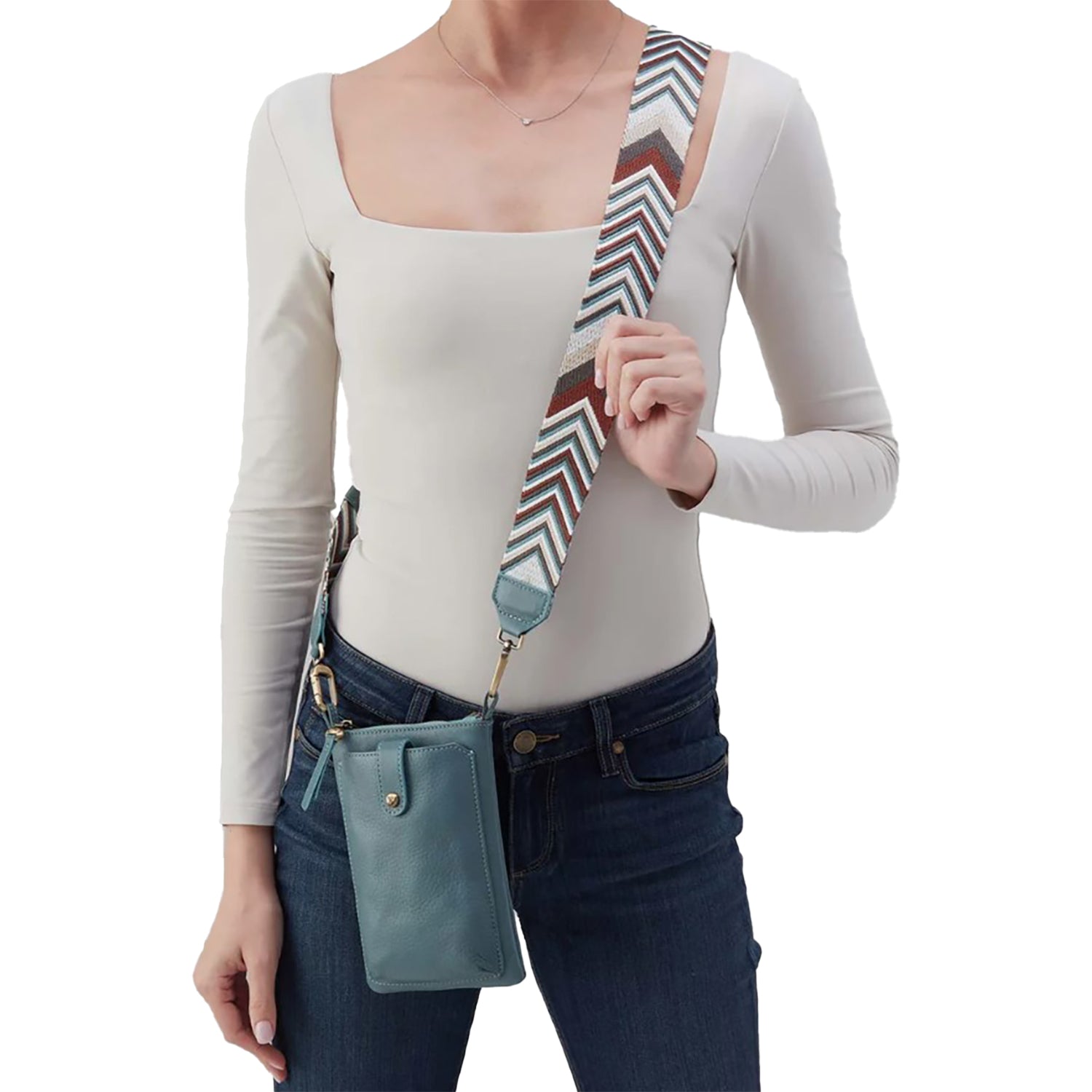 Womens Hobo Hobo Cass Phone Crossbody Handbag Agave Leaf Pebbled Leather Agave Leaf Pebbled Leather