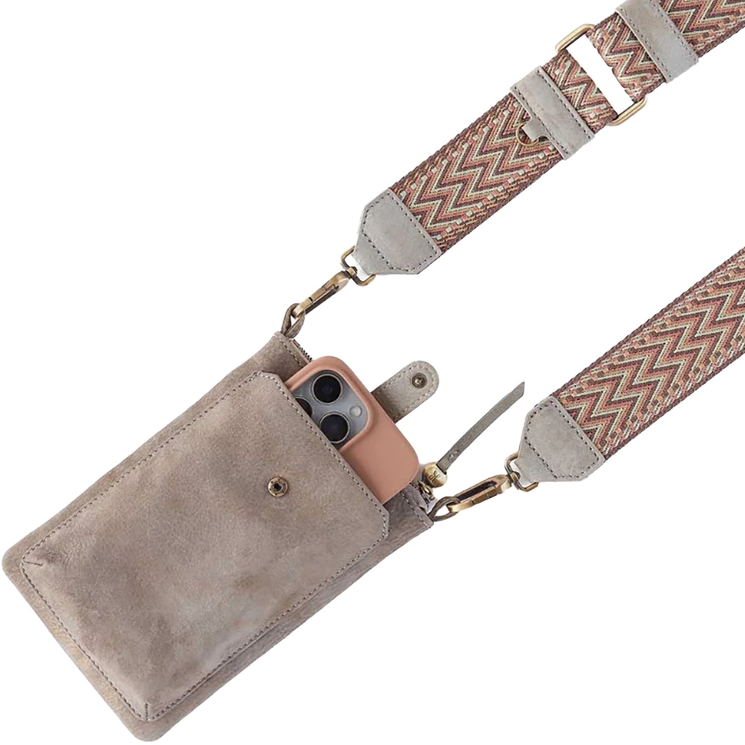 Womens Hobo Hobo Cass Phone Crossbody Golden Granite Nubuck Golden Granite Nubuck