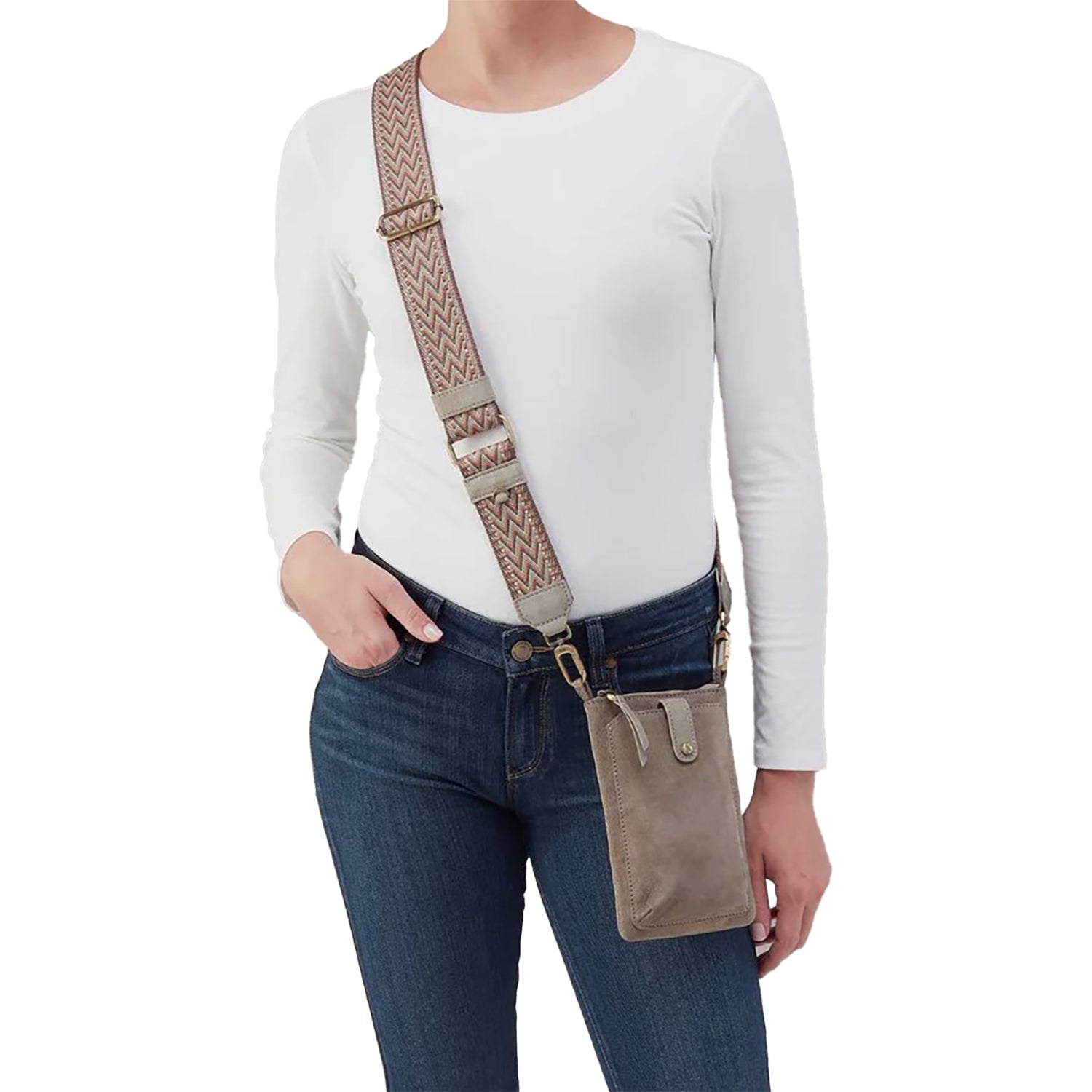 Womens Hobo Hobo Cass Phone Crossbody Golden Granite Nubuck Golden Granite Nubuck
